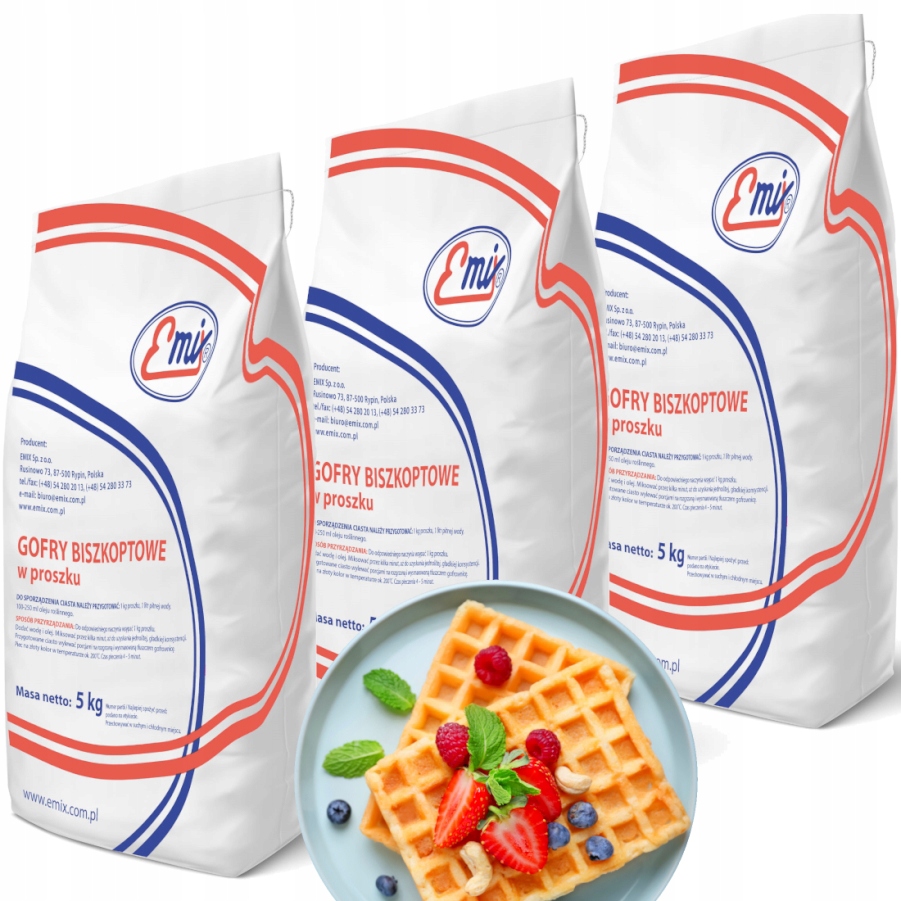 Levně Směs na vafle, piškotové těsto Emix 3 x 5,0 kg hotová směs