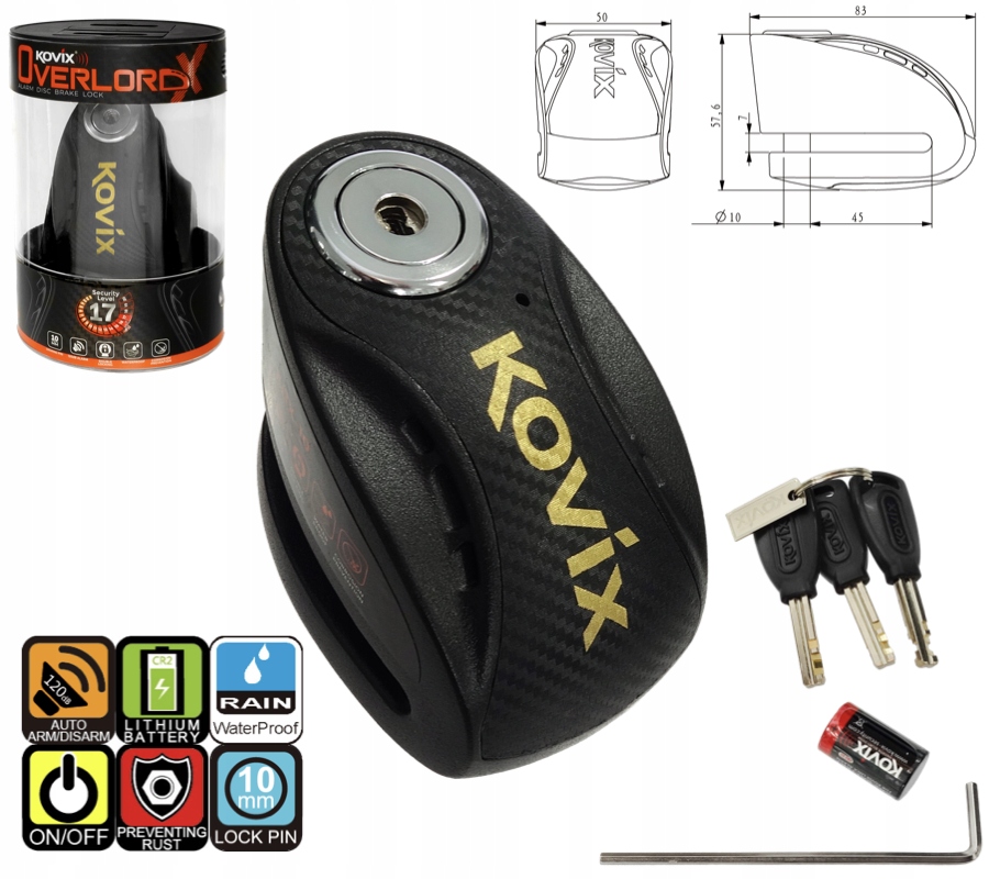BLOKADA TARCZY HAMULCOWEJ KOVIX Z ALARMEM GRATISY Manufacturer catalog number BTHKOV020