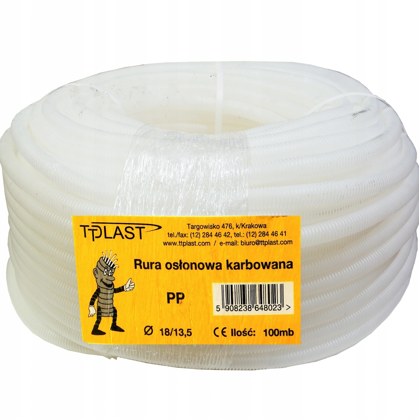 TT-Plast Rura karbowana biała 18/13,5 10045 100m