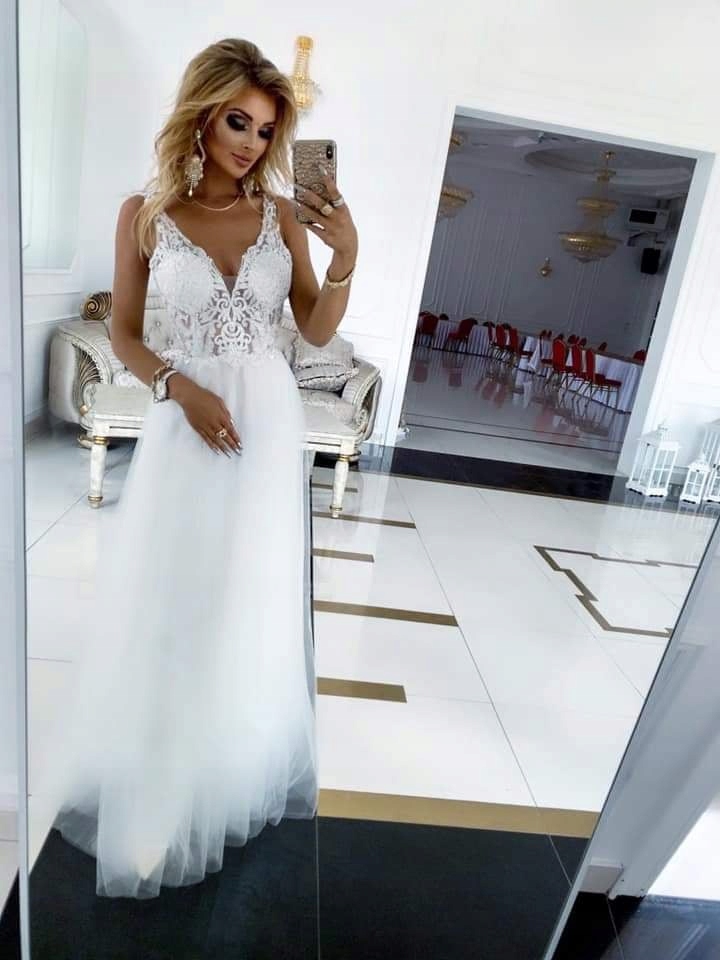 Svatební šaty Bílá Model „penelopa“ Polský Výrobce vel 38