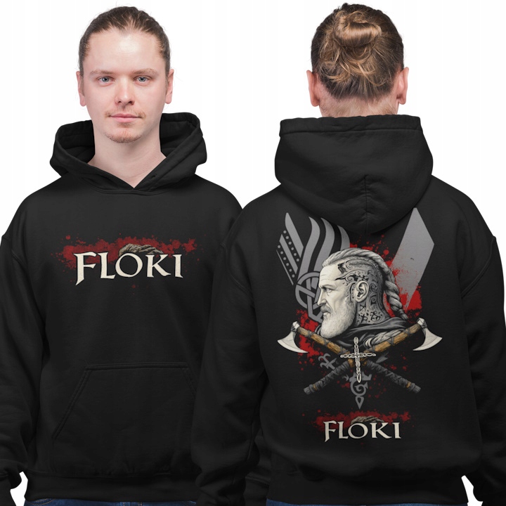 Pánská mikina s kapucí Viking, potisk, severský bojovník, mytologie