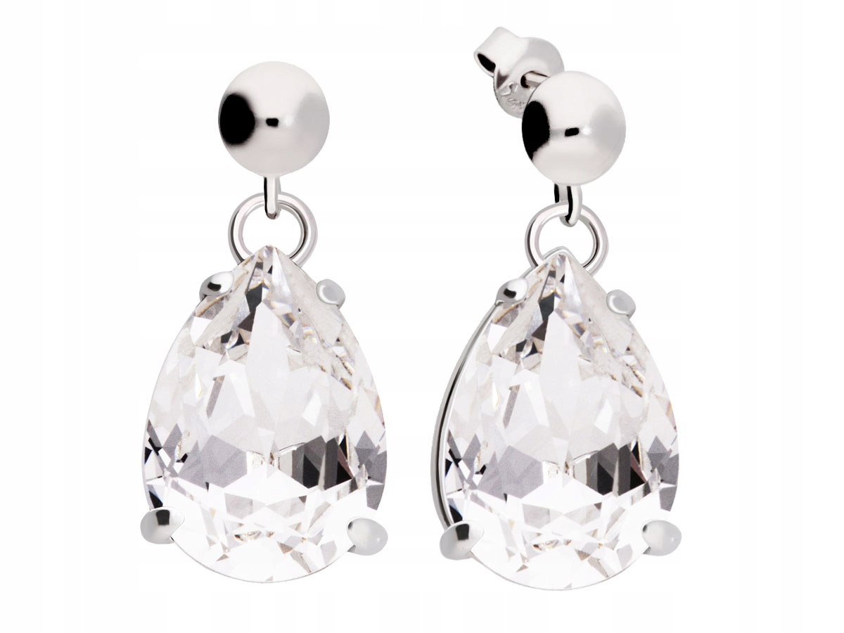 

Kolczyki srebrne 925 białe łezka kropla Swarovski