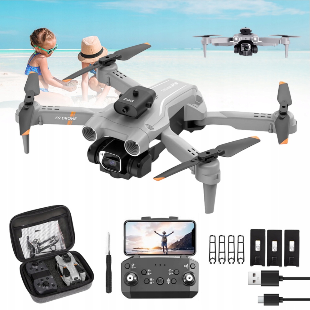 Skládací Dron S Kamerou 4K 3 Baterie Dosah 100 M Funkce Vznášení Na Místě Stabilizace