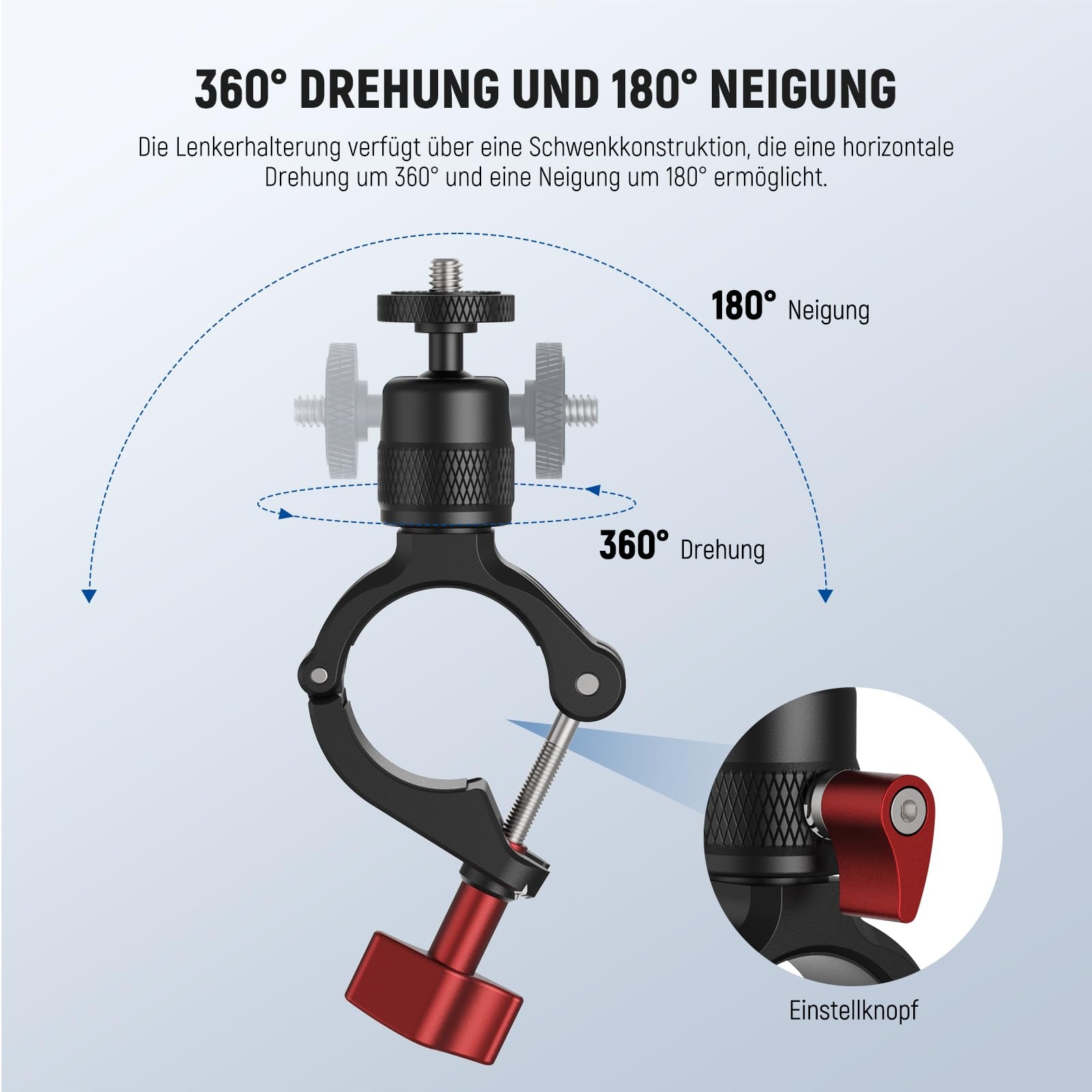 NEEWER Uchwyt Rowerowy Motocyklowy Kompatybilny z GoPro DJI Osmo 360° — miniatura 3
