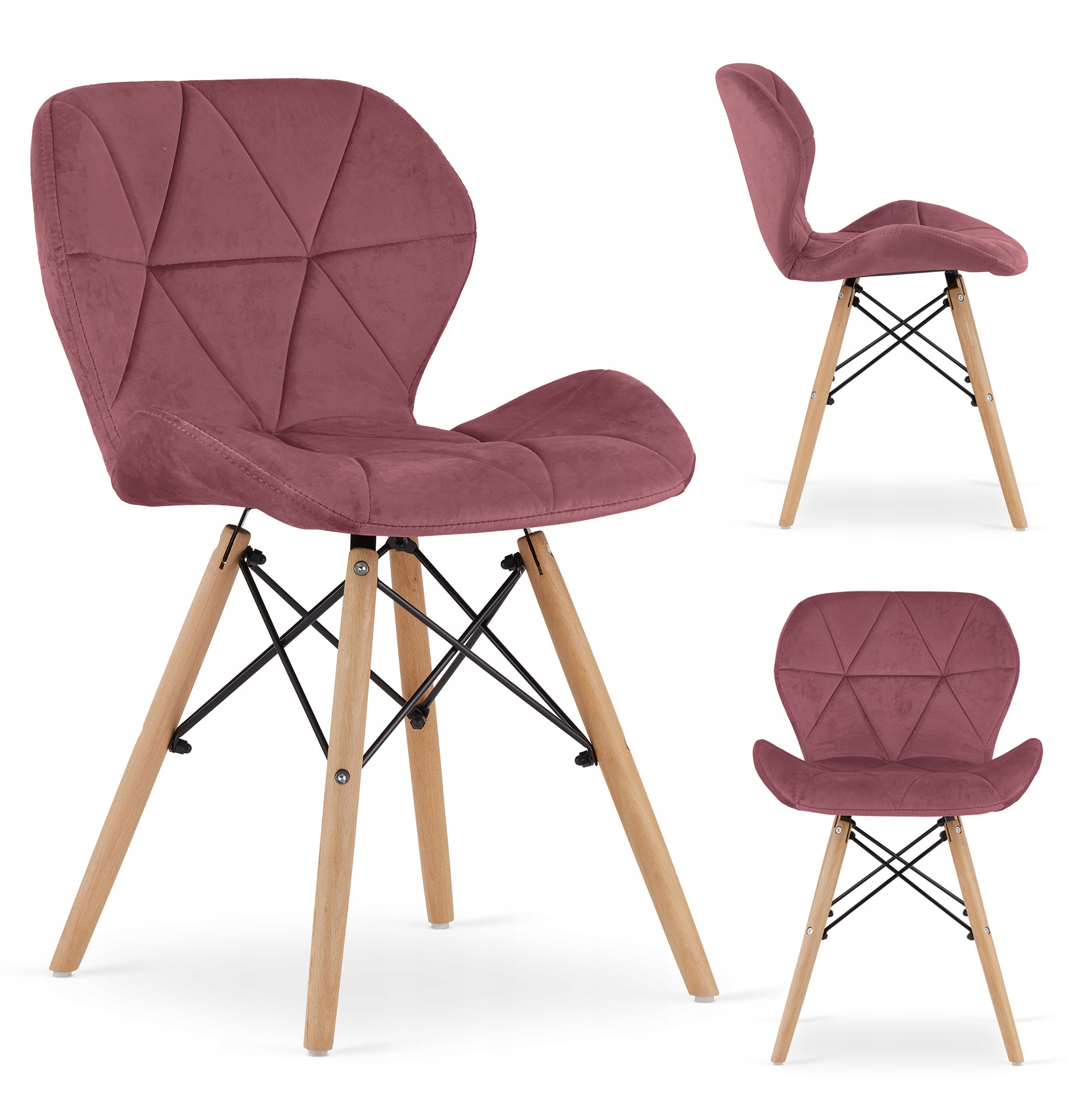 Krzesło Tapicerowane Welur Velvet Do Salonu Jadalni Welurowe Różowe Elva