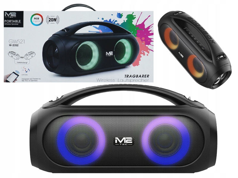 Prenosný Bezdrôtový Reproduktor Boombox M2 Tec Stereo 20W Led Rgb IPX5