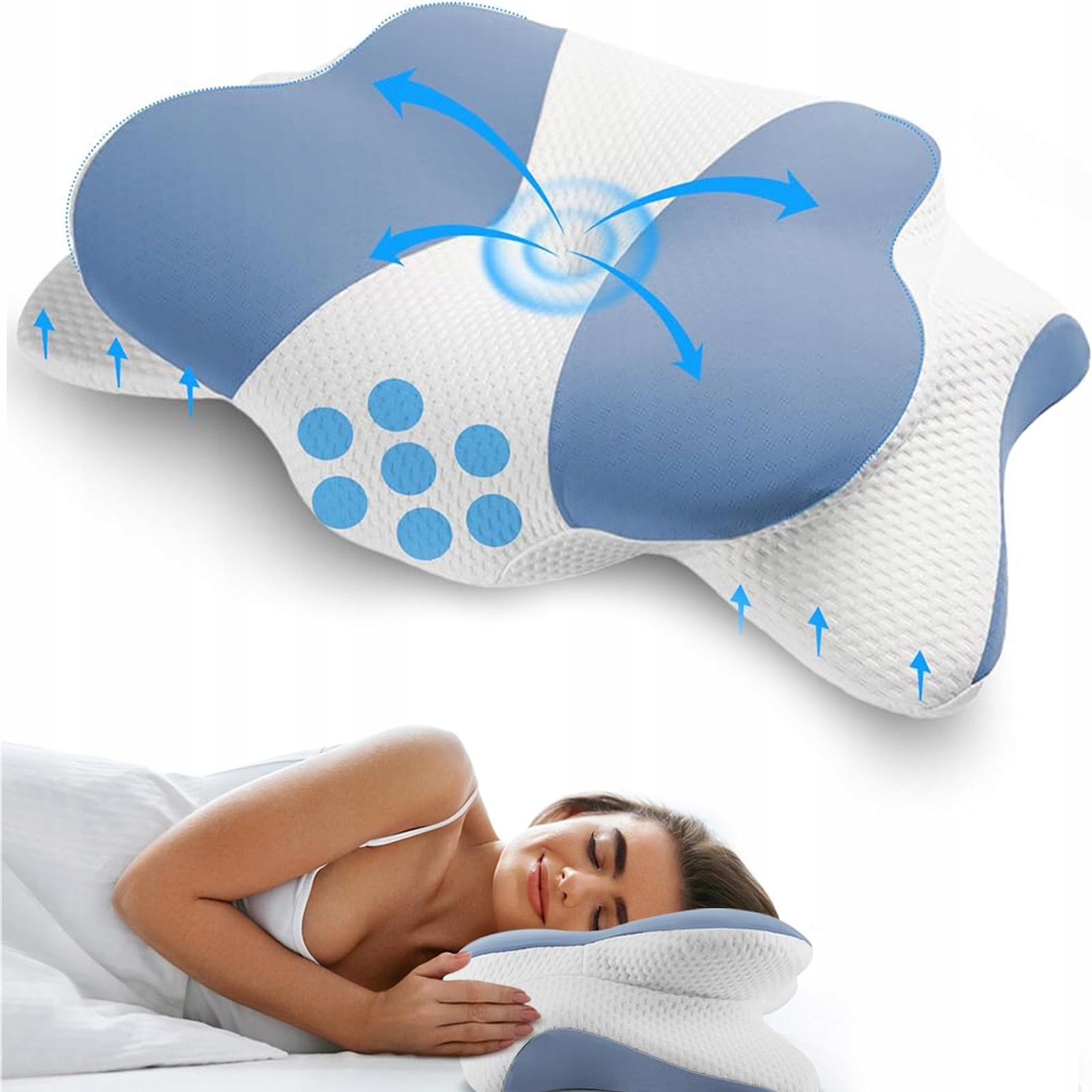Poduszka Ortopedyczna Ergonomiczna Memory Pianka Odprężenie Szyi I Pleców