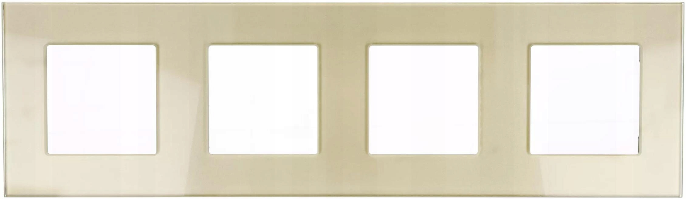 Rámeček Skleněný Čtyřnásobný Zlatý Do Zásuvky 230 Do Zásuvek DC Smart Home 4F