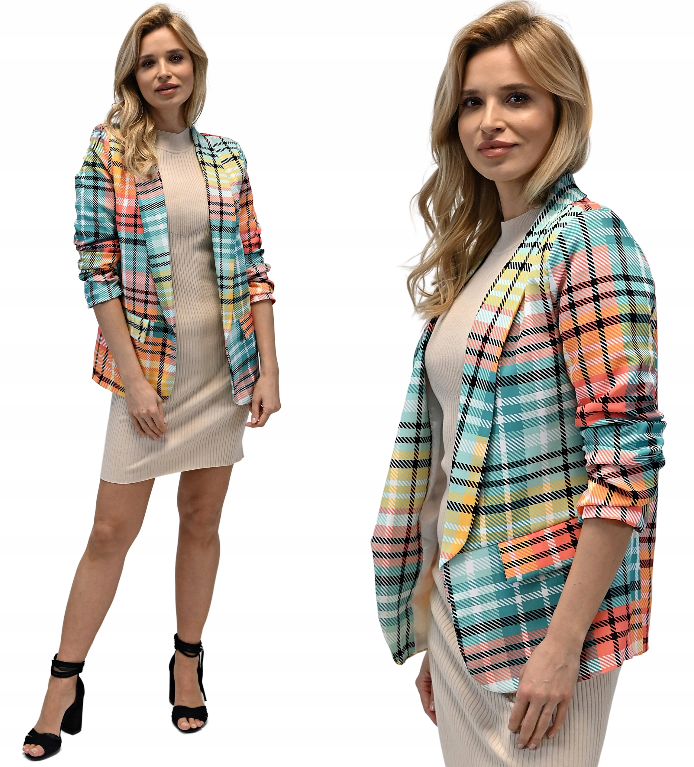 Damska MARYNARKA z drapowanymi rękawami - XL/42 Kolekcja Nowość