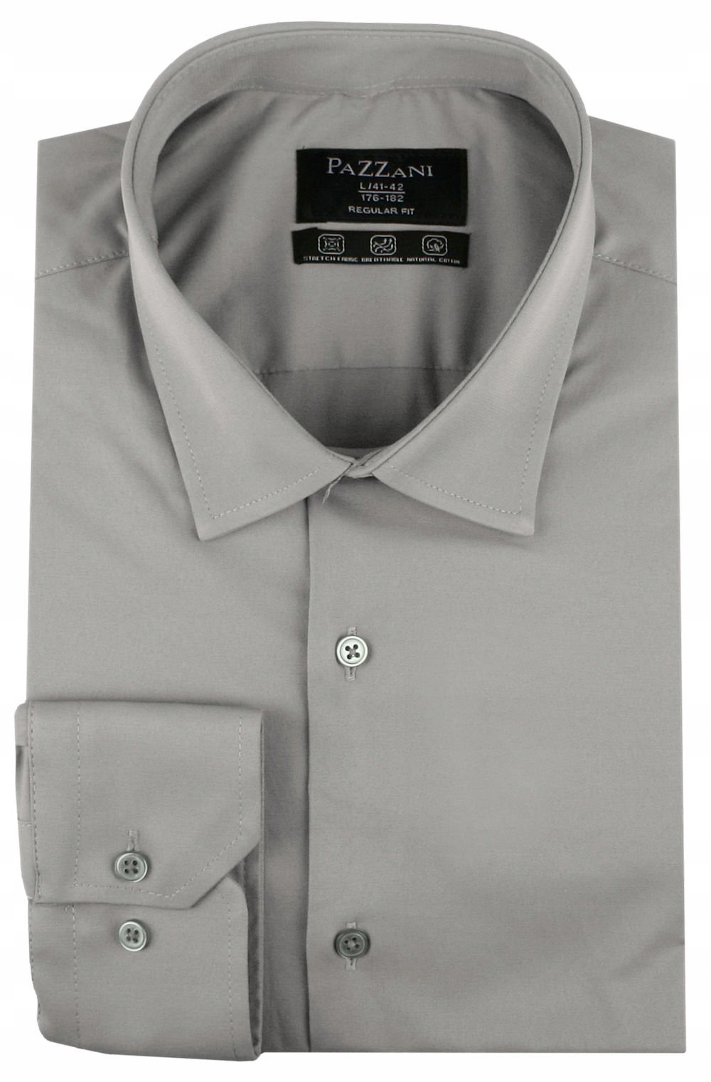 Jednobarevná bavlněná košile s rovným střihem – tmavě šedá – 42/176-182