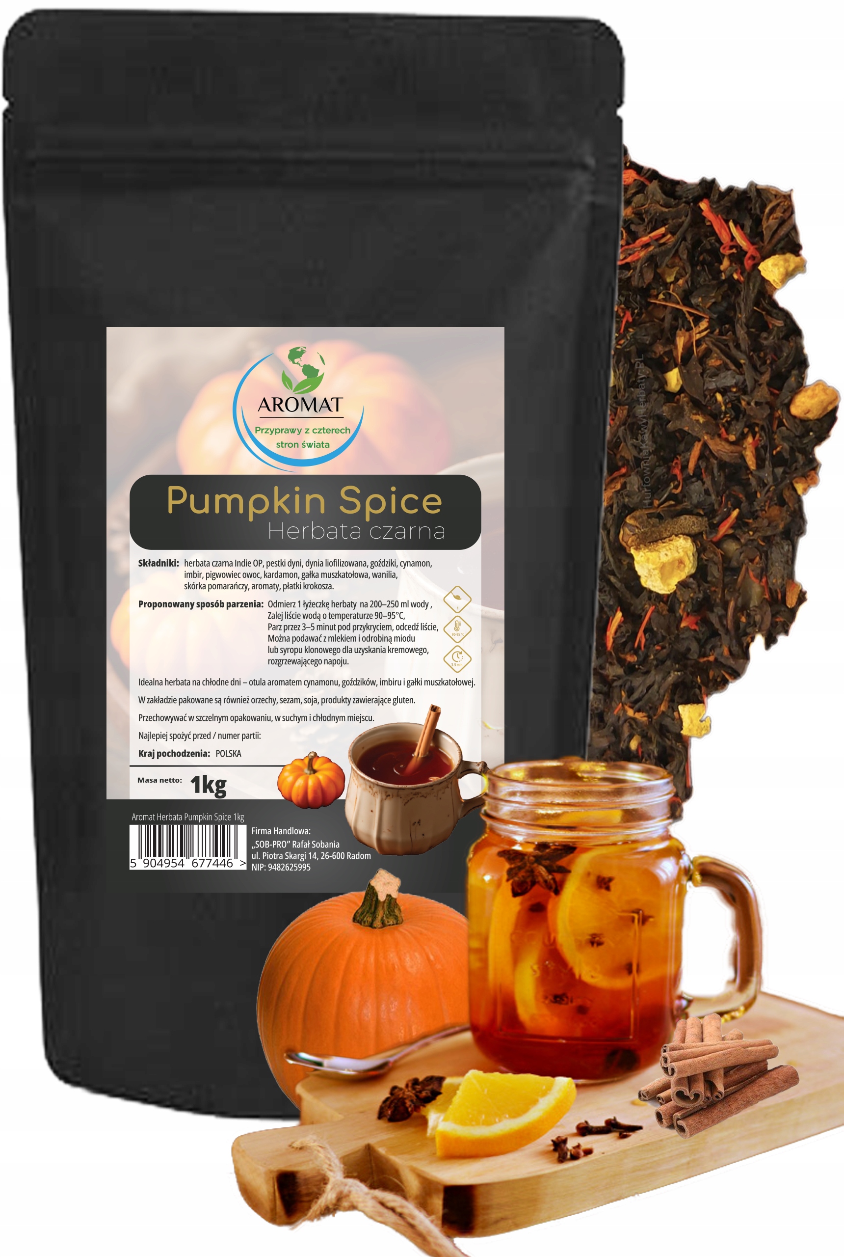 Pumpkin Spice Čaj Černý 1KG |Dýňová podzimní směs|KOŘENĚNÁ Příchuť