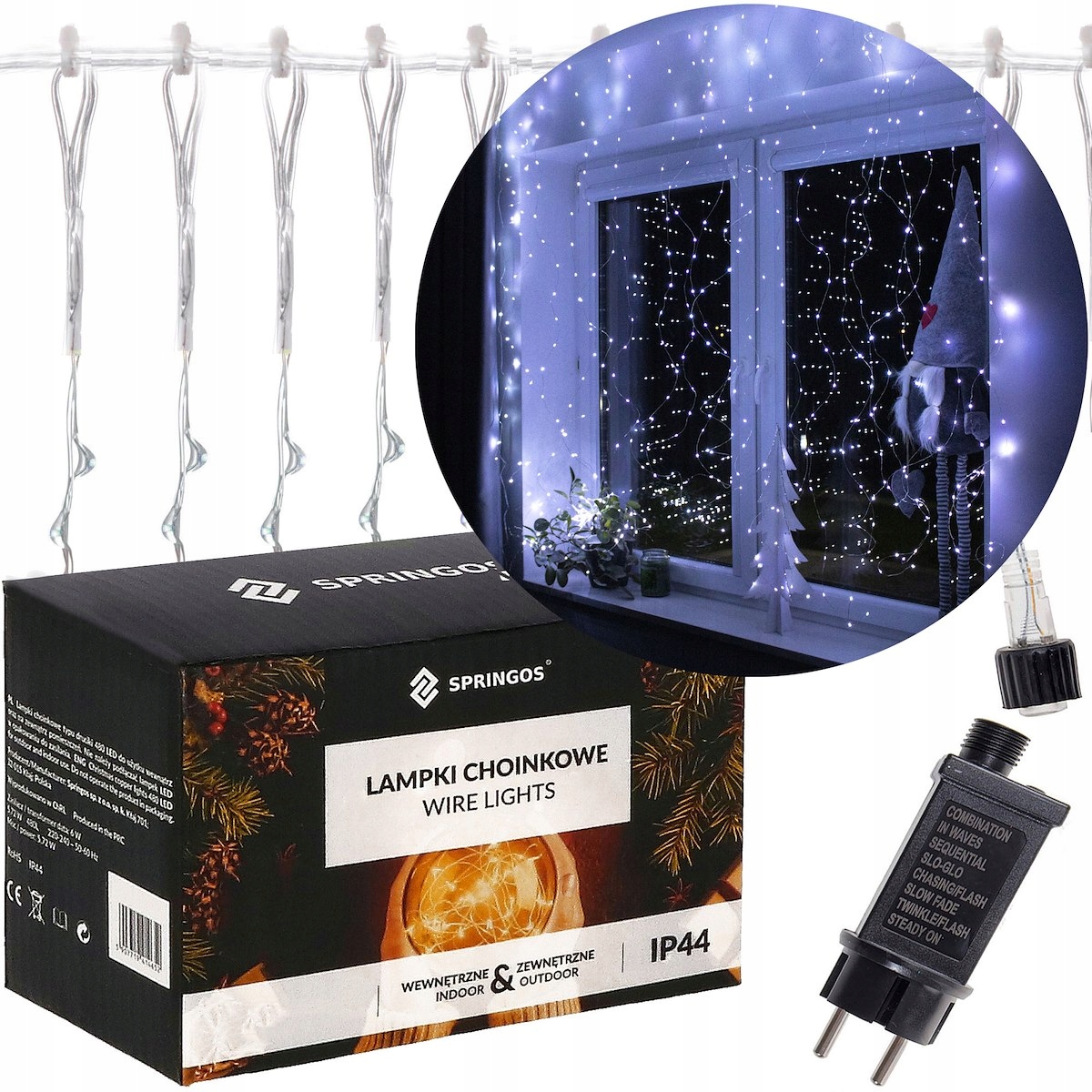 

Druciki Sople 400LED Kurtyna Lampki Choinkowe Prąd