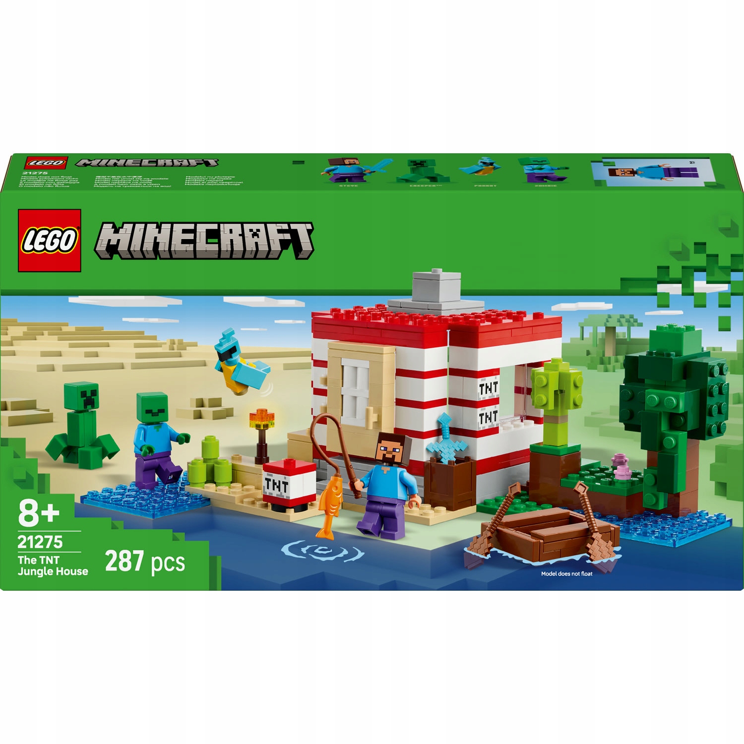 Lego Minecraft 21275 Dům Tnt v džungli Papoušek Výbuch zombie Steve Creeper