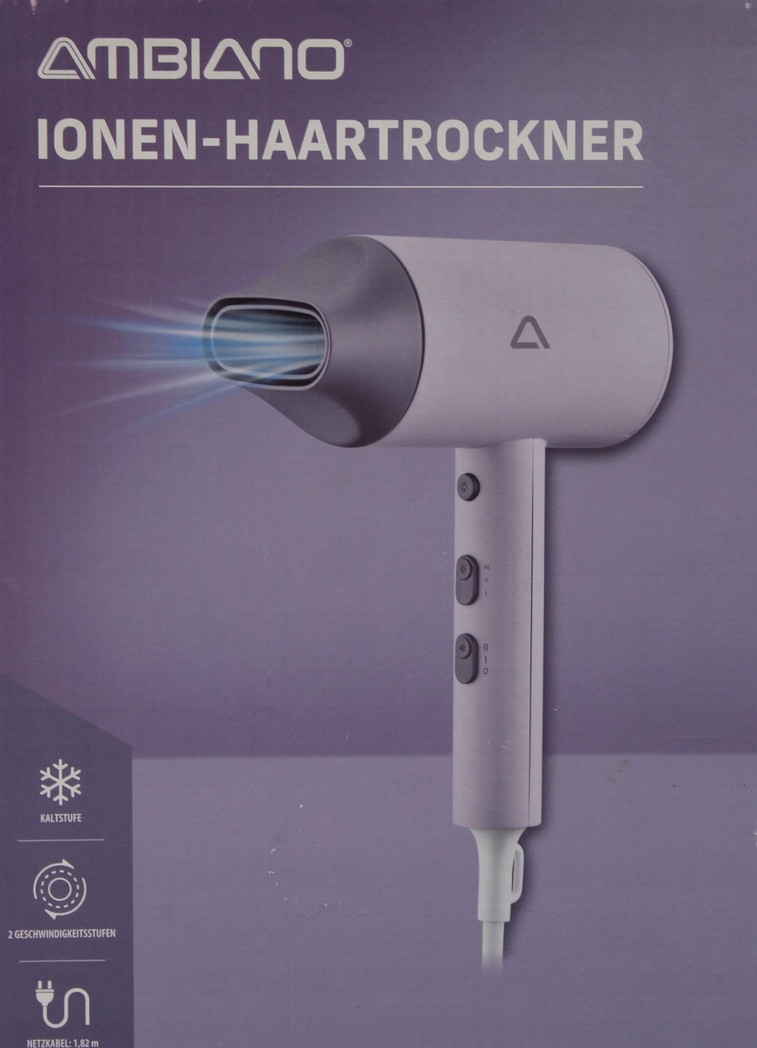 Fioletowa Suszarka Jonowa Ambiano 2200W–Zestaw z Dyfuzorem i Koncentratorem