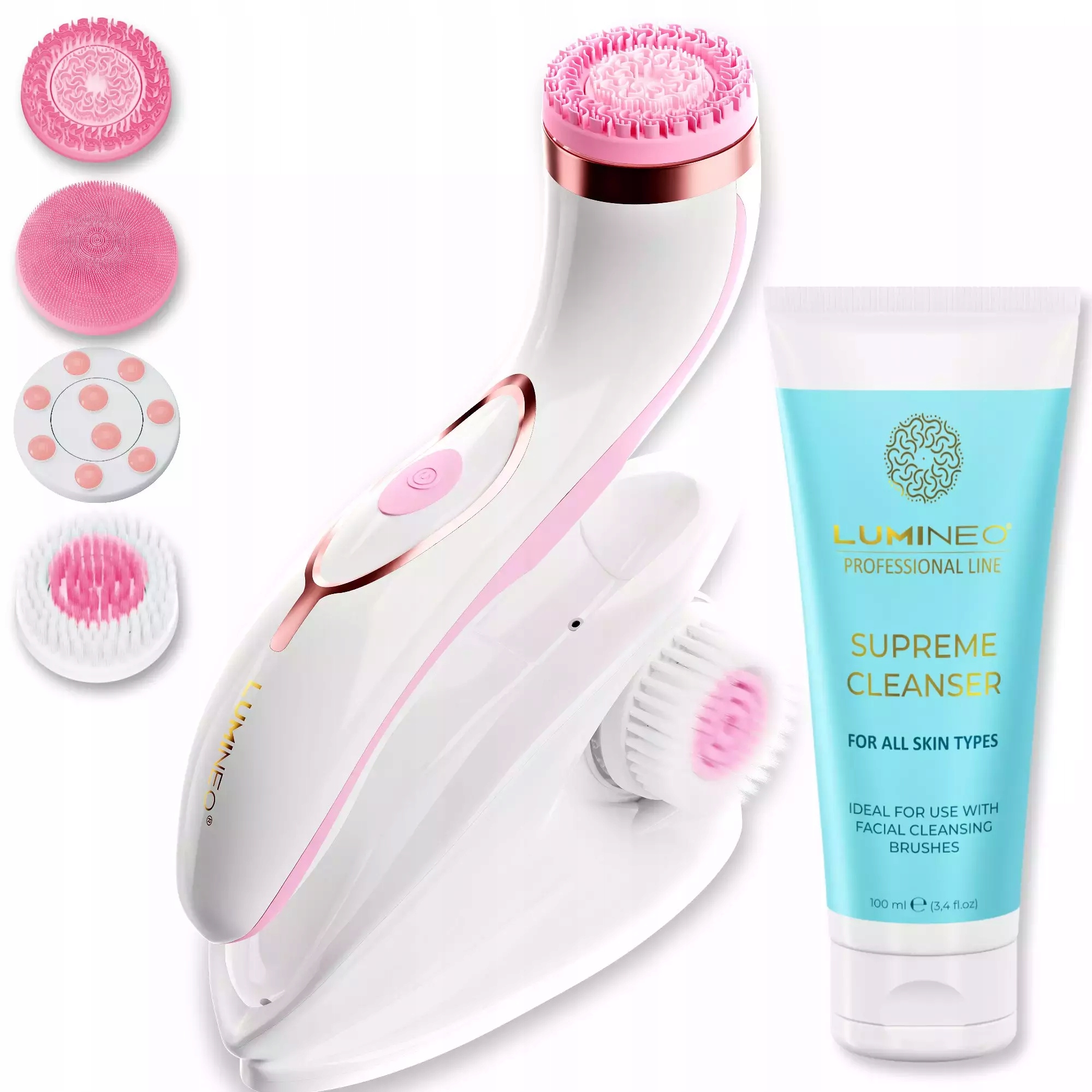 Lumineo Brush Pro růžový 4 hroty gel na obličej