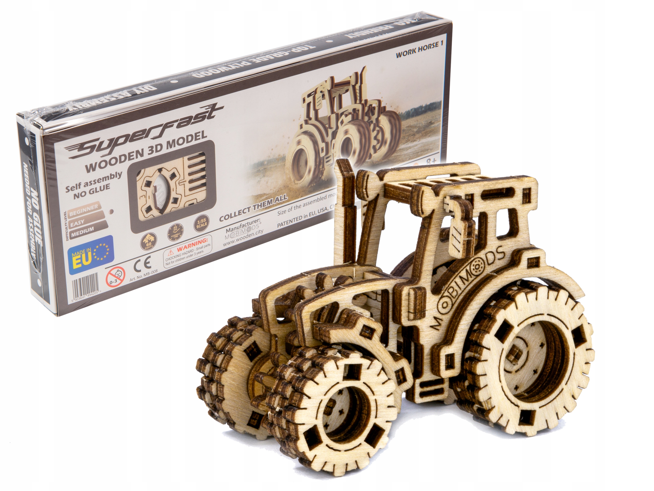 DREWNIANE MODELE DO SKŁADANIA Traktor mechaniczny