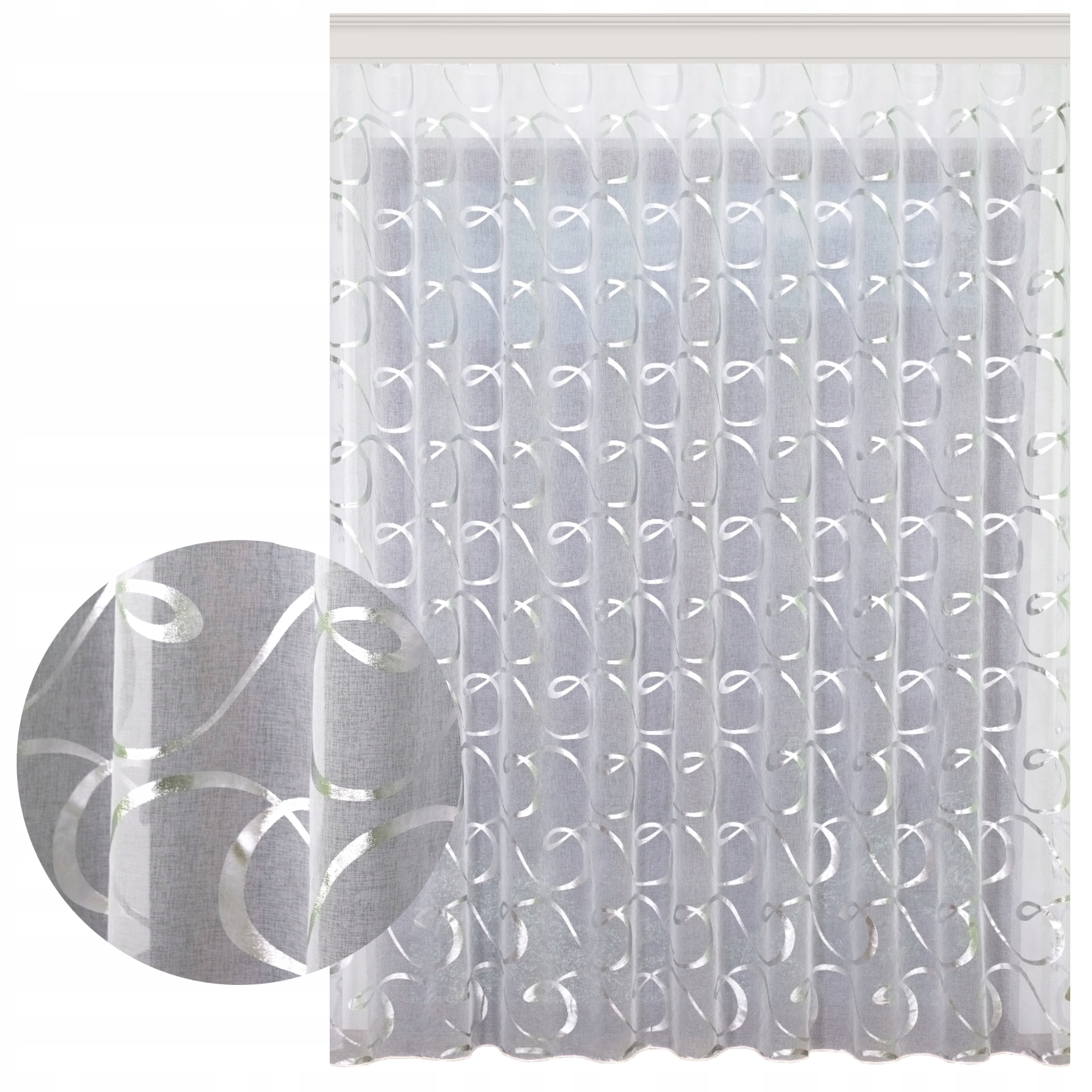 Hotová Záclona Stella 550/130 cm Etaminová Olověná Stříbrná Páska Do Obývacího Pokoje