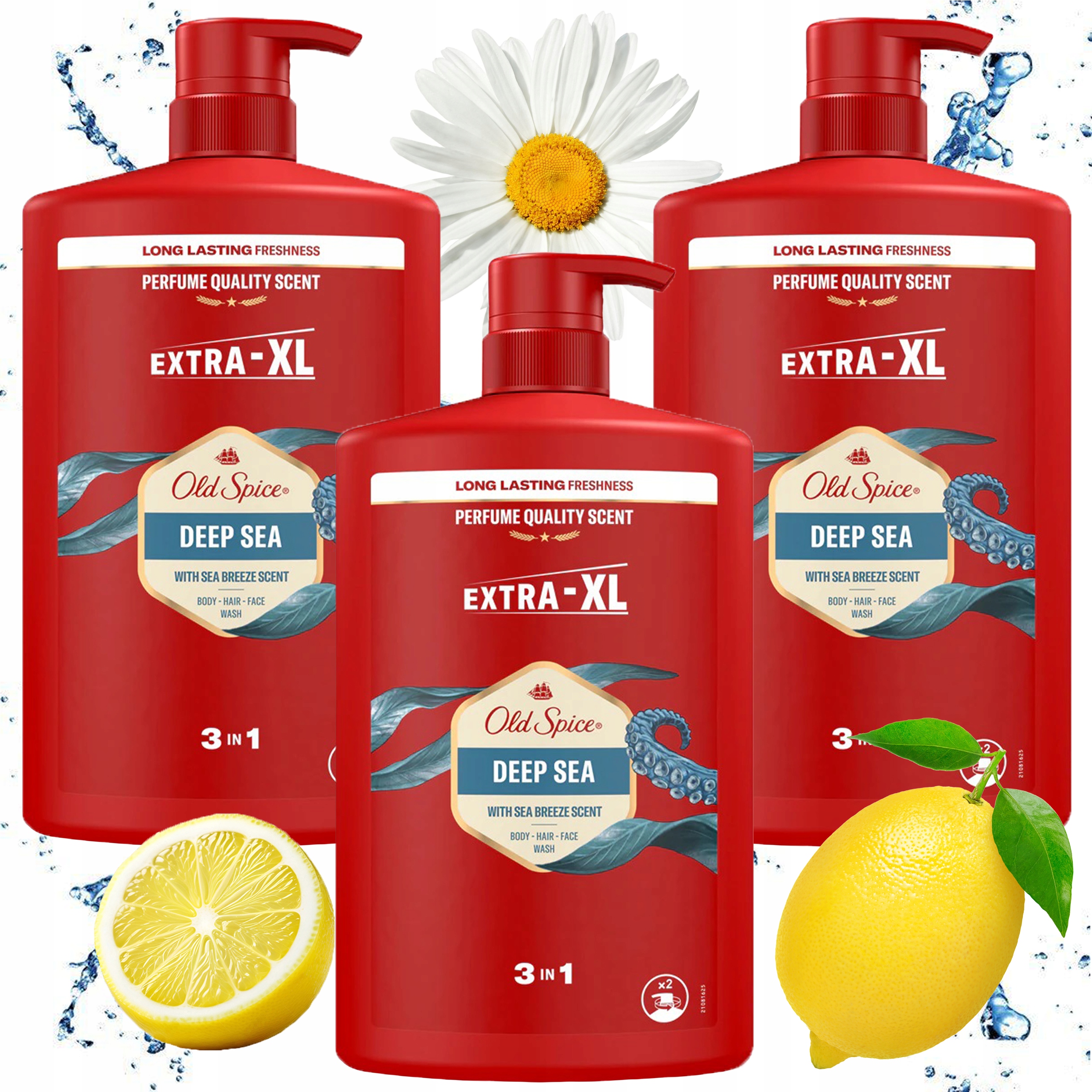 Old Spice Pánský Sprchový gel Šampon Deep Sea 3 x 1L Vlasy Obličej Tělo