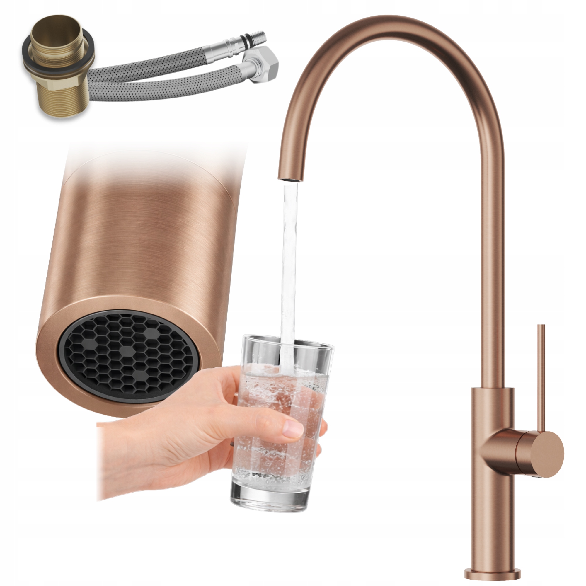 Kuchynská batéria Kran Rose Gold Otočná stojanková výtoková batéria Prestige Slim