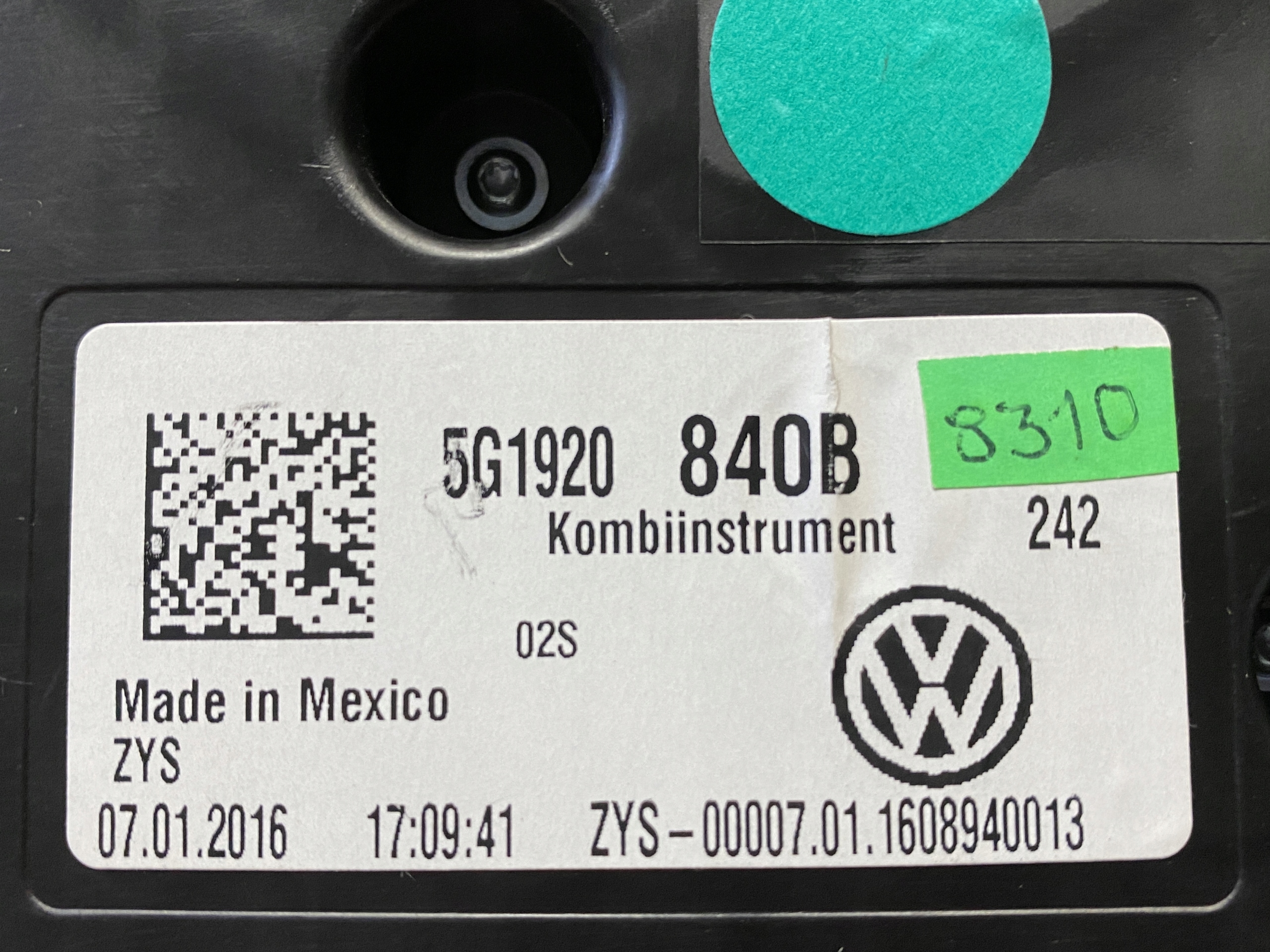 VW GOLF VII 7 dials dials petrol 5G1920840B
