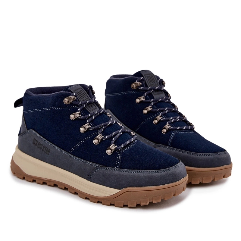 Pánské Trekové Sportovní Semišové Boty Big Star SS174264, Modré, Velikost 43