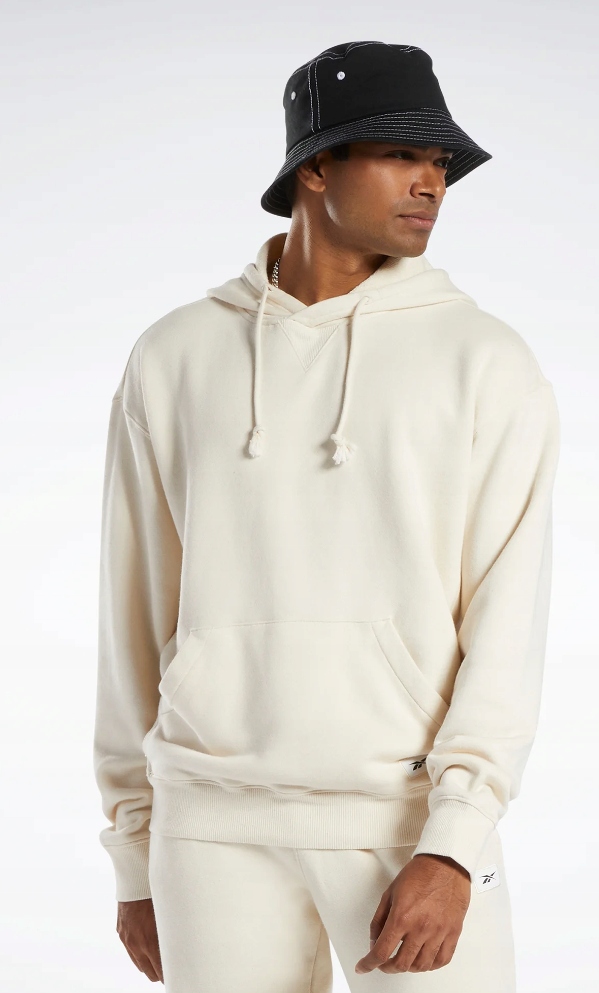 Reebok Pánská Mikina Krémová S Kapucí S Pozadím