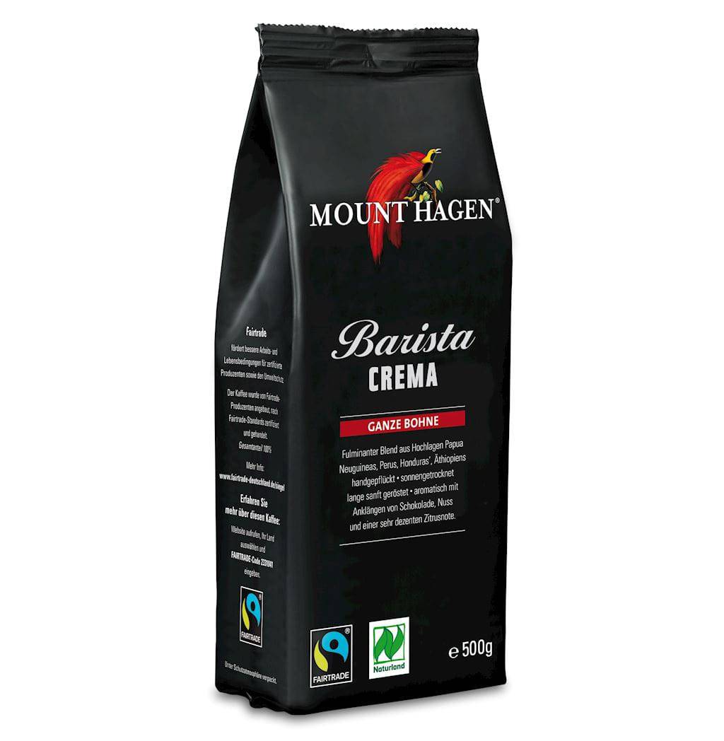 Levně Káva Zrnková Arabica 100% Barista Crema Ft 500g Bio Mount Hagen