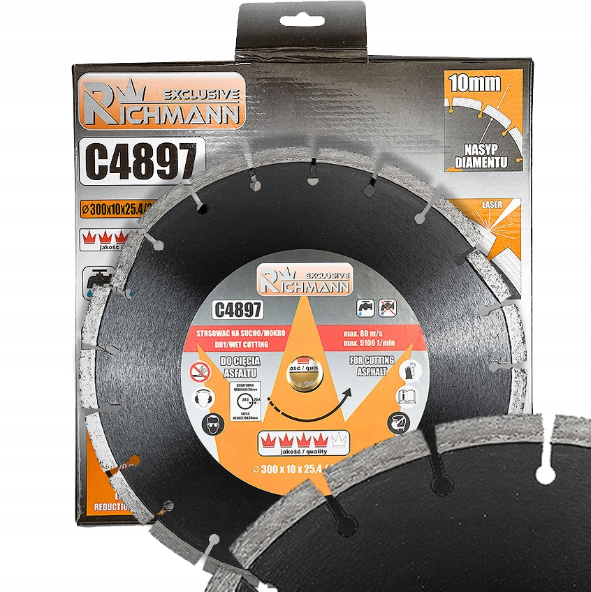 TARCZA DIAMENTOWA DO CIĘCIA ASFALTU TNĄCA NA SUCHO I MOKRO 300x25,4/20 MM R