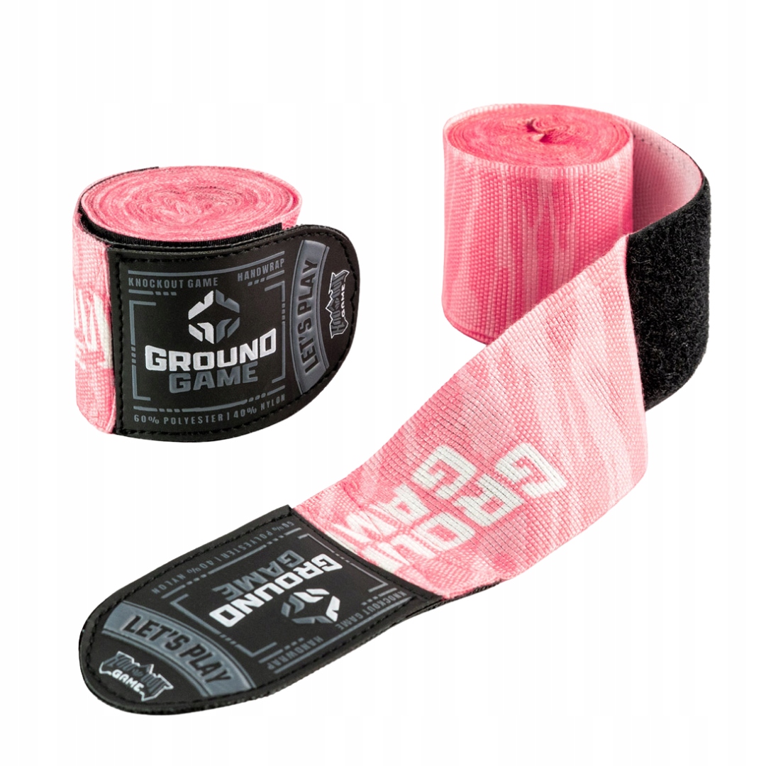 Ground Game Bandaże Owijki Bokserskie Usztywniacze Prime Pink Różowe 4m Mma