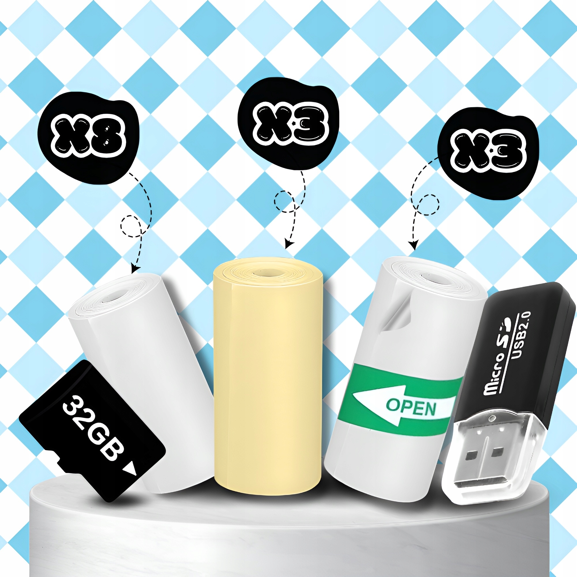 APARAT NATYCHMIASTOWY CYFROWY DLA DZIECI Z DRUKARKĄ + KARTA 32GB + 14 ROLEK Marka ZeeTech