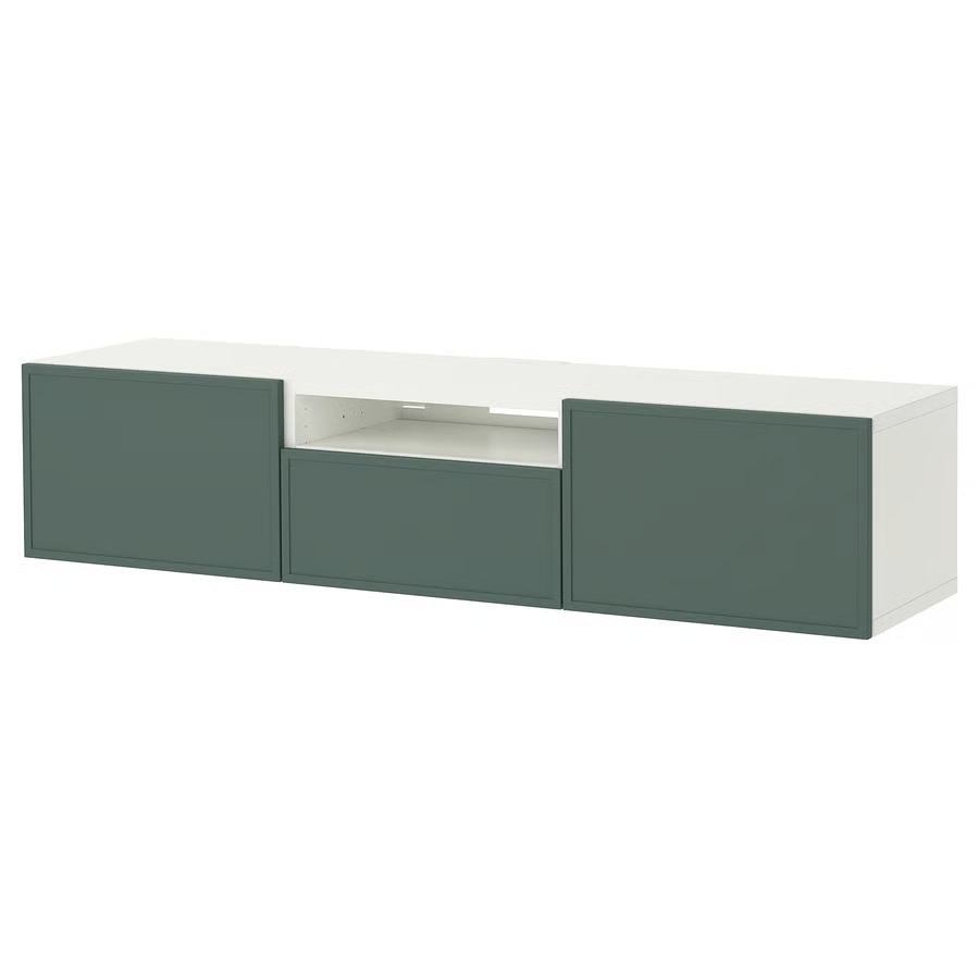 Ikea Besta Szafka pod Tv biały/Krukmakare szarozielony, 180x42x39 cm