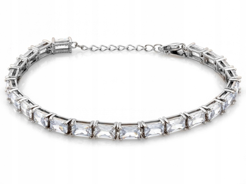 Stříbrný náramek 925 Obdélníkové Zirkony je lesklý pro ni