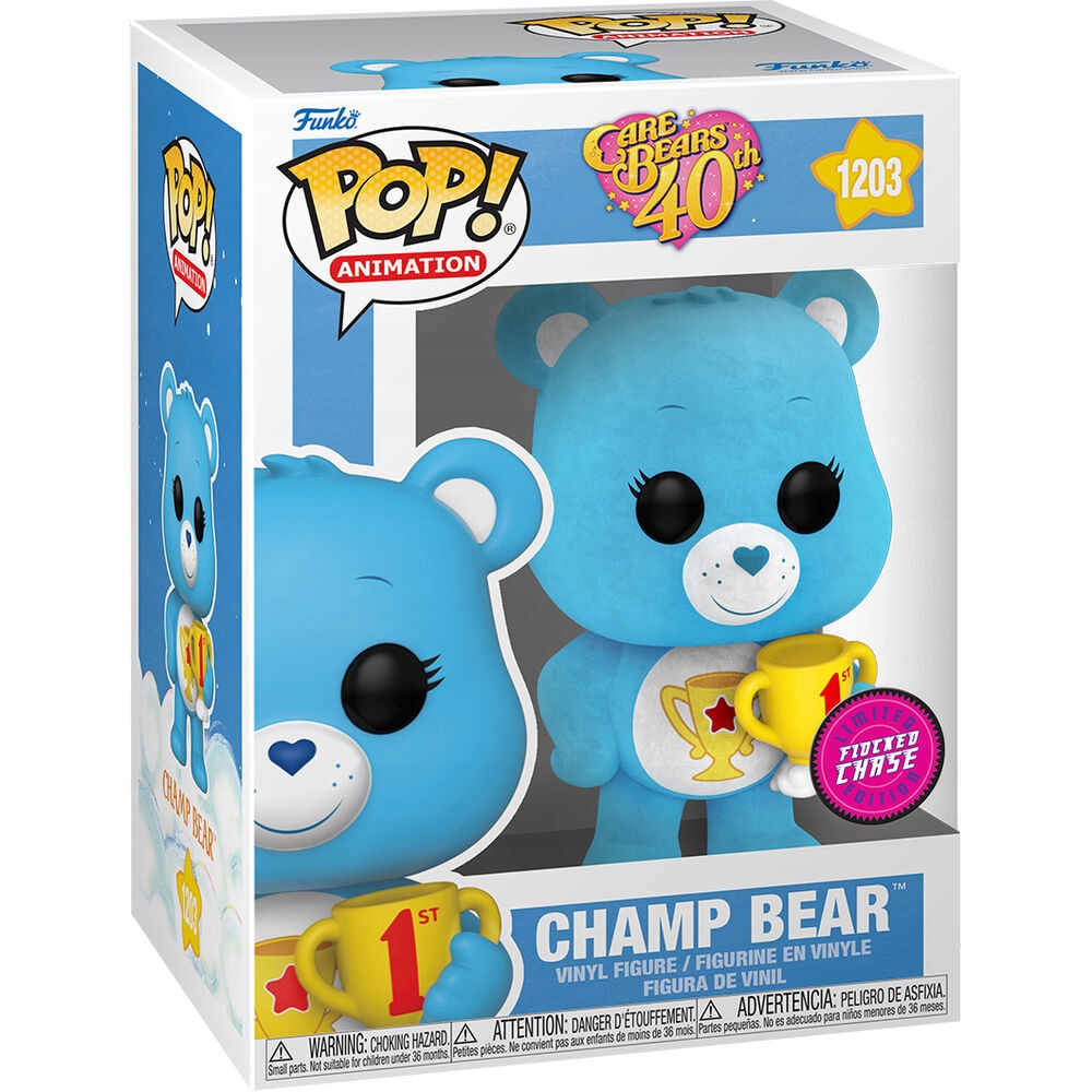 Funko Pop Care Bears 1203 Champ Bear flocked chase