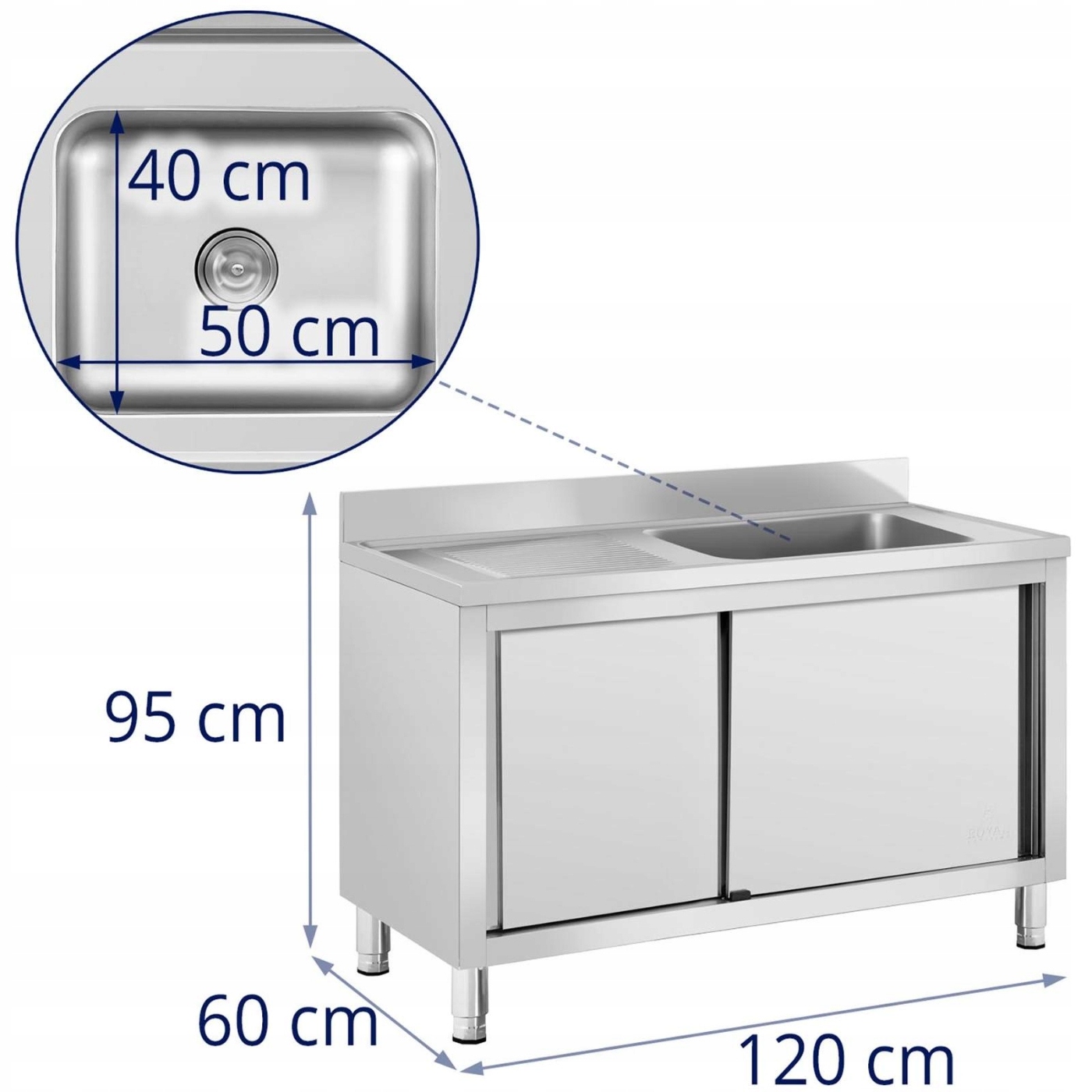 Szafka 120cm ze zlewem Royal Catering RC-IKS07 Kod producenta 10012140