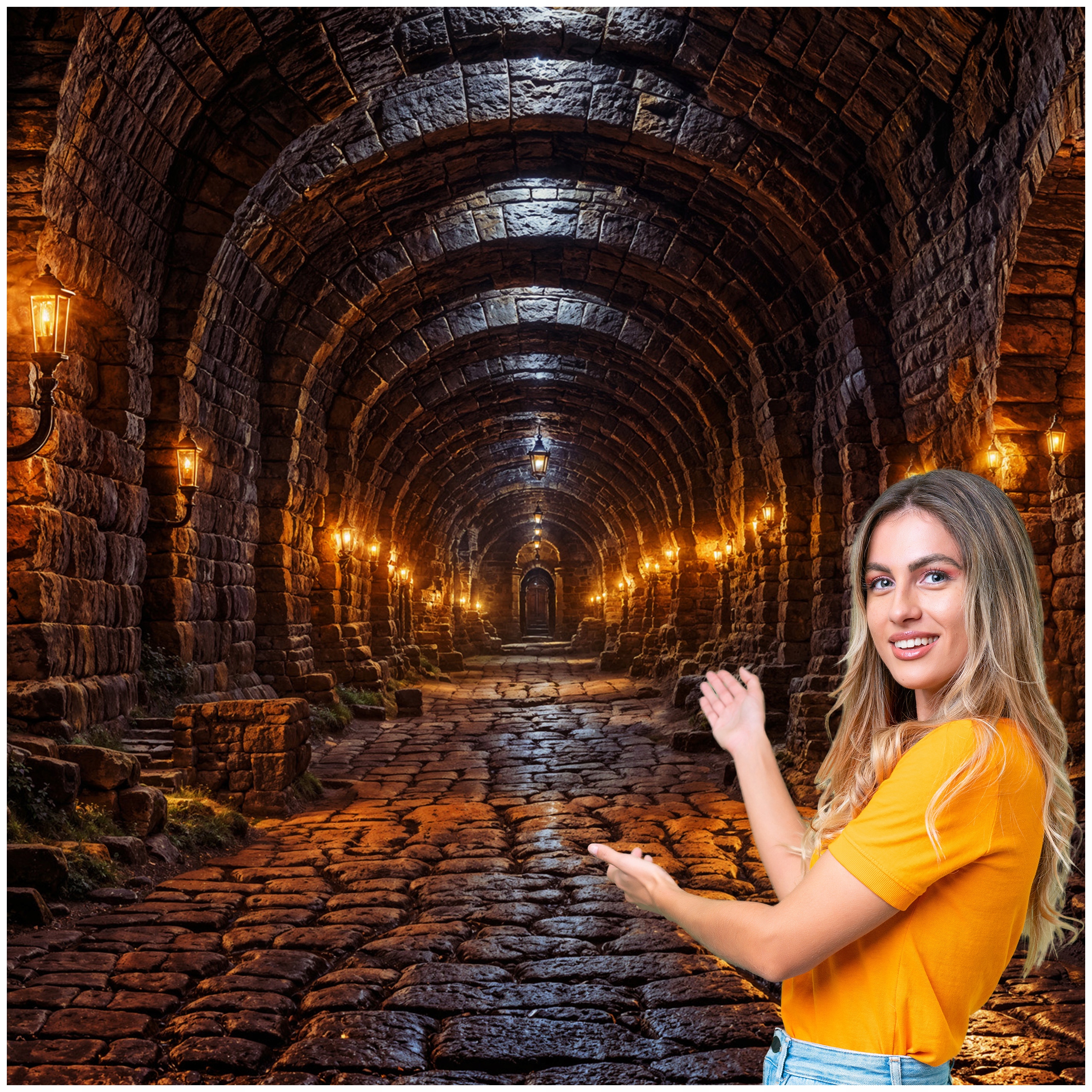 Fototapeta 3D Tunel Chodba Podzemia Lochy 588x260 TUN16W