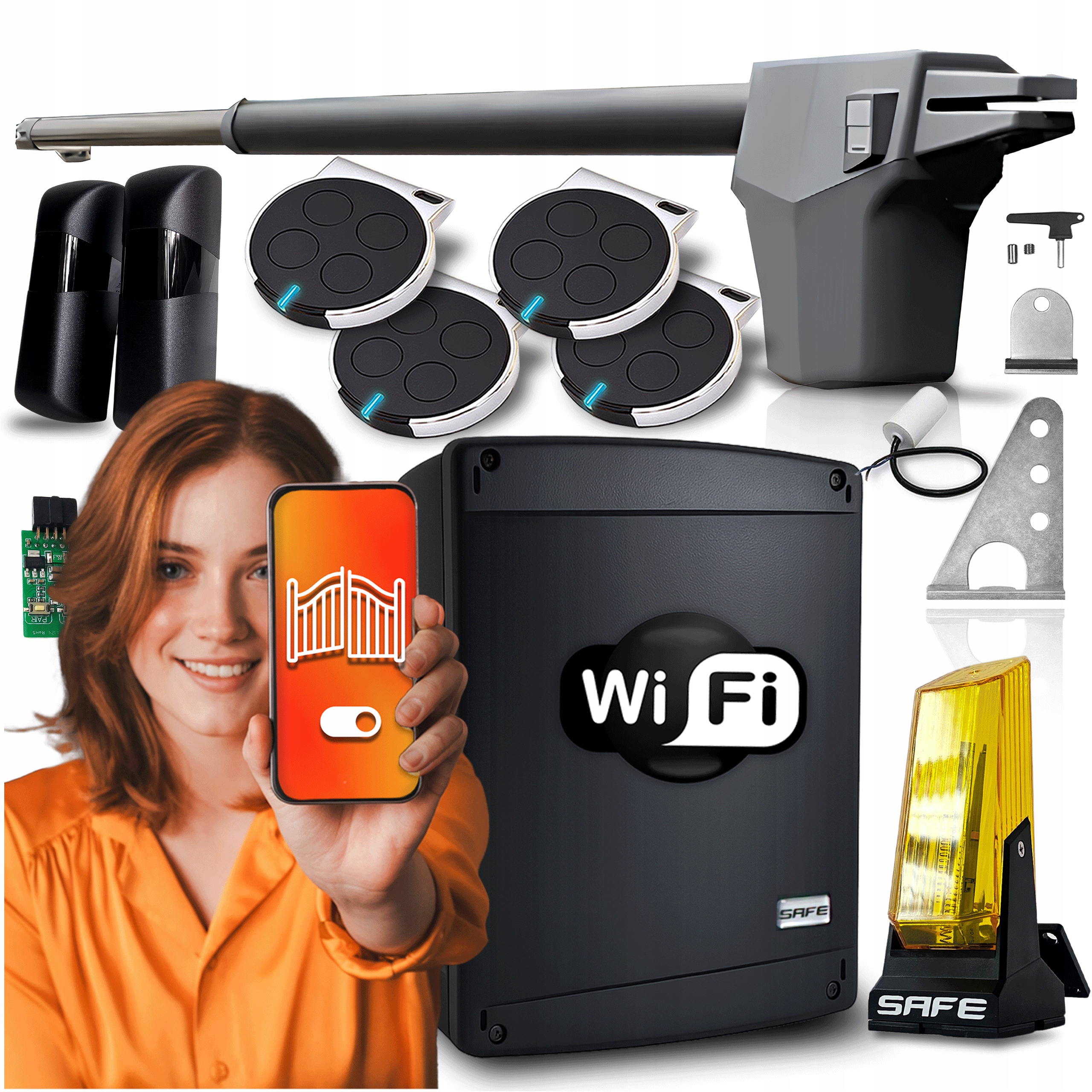 Set Pohon Pro Jednokřídlou bránU do 4,3 m Lampa automat Wifi Tuya App