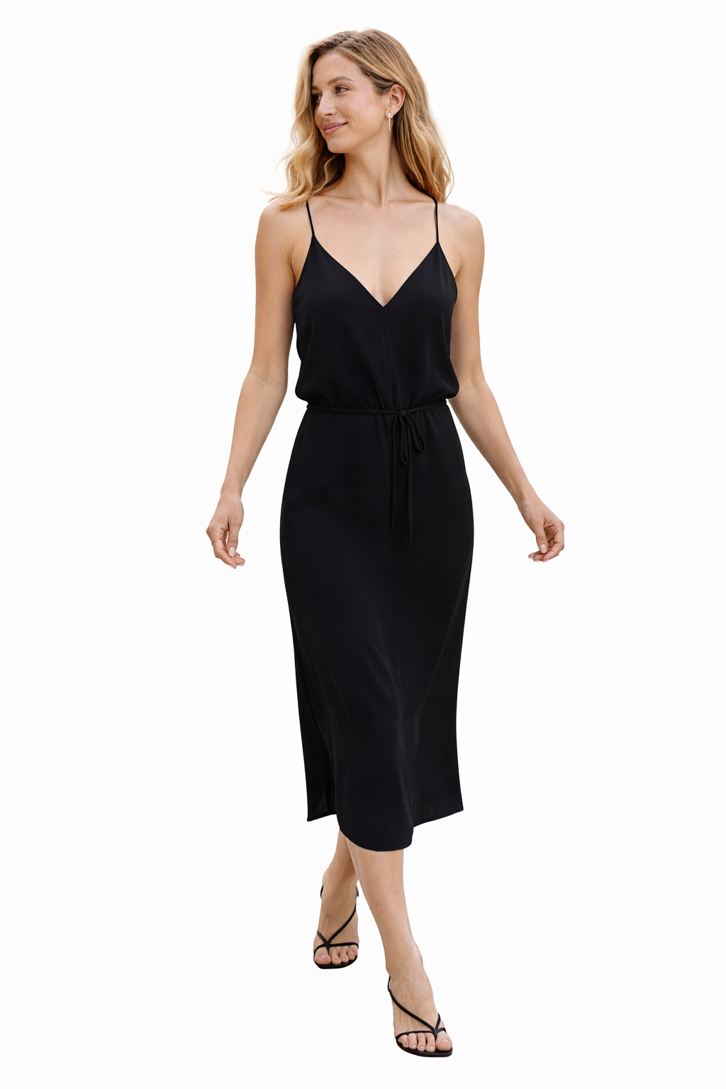 Calvin Klein Černé Šaty MIDI S Dvojitými Ramínky 38 I1K