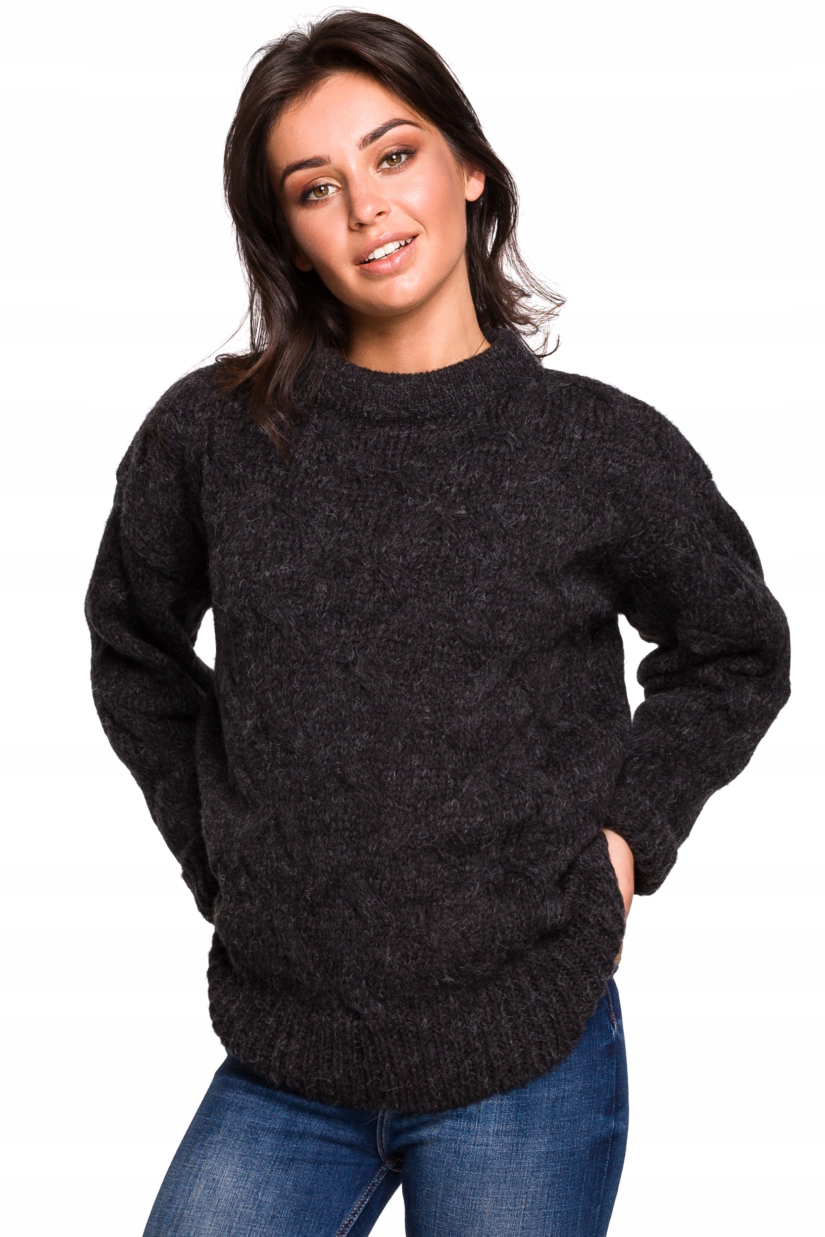 

BK038 Sweter ze splotem typu warkocz - L/XL