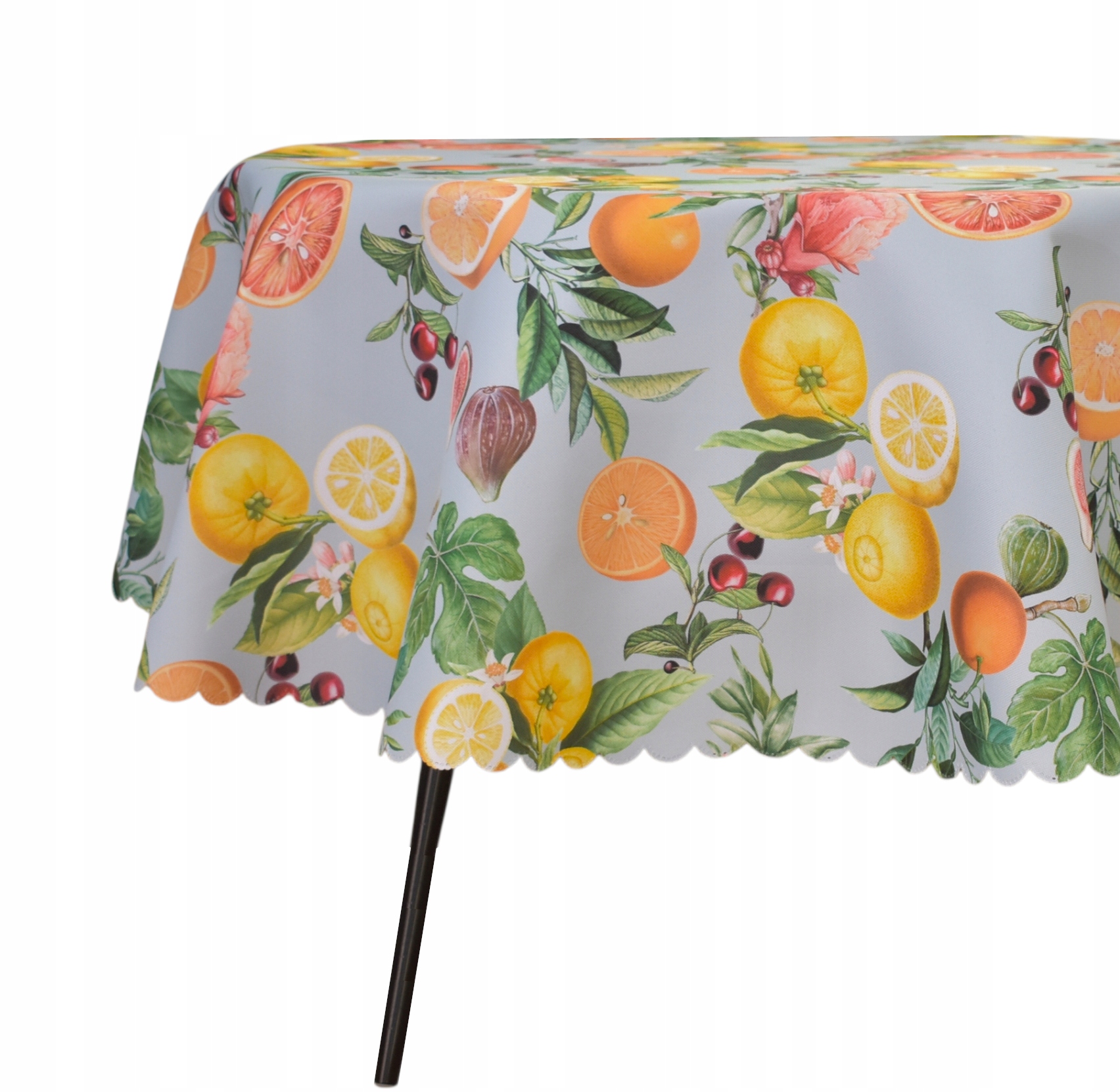 Obrus Odolný Voči Škvrnám Ovál 120X340 CM Šedo-modrý Pomaranče Ovocie Oválny