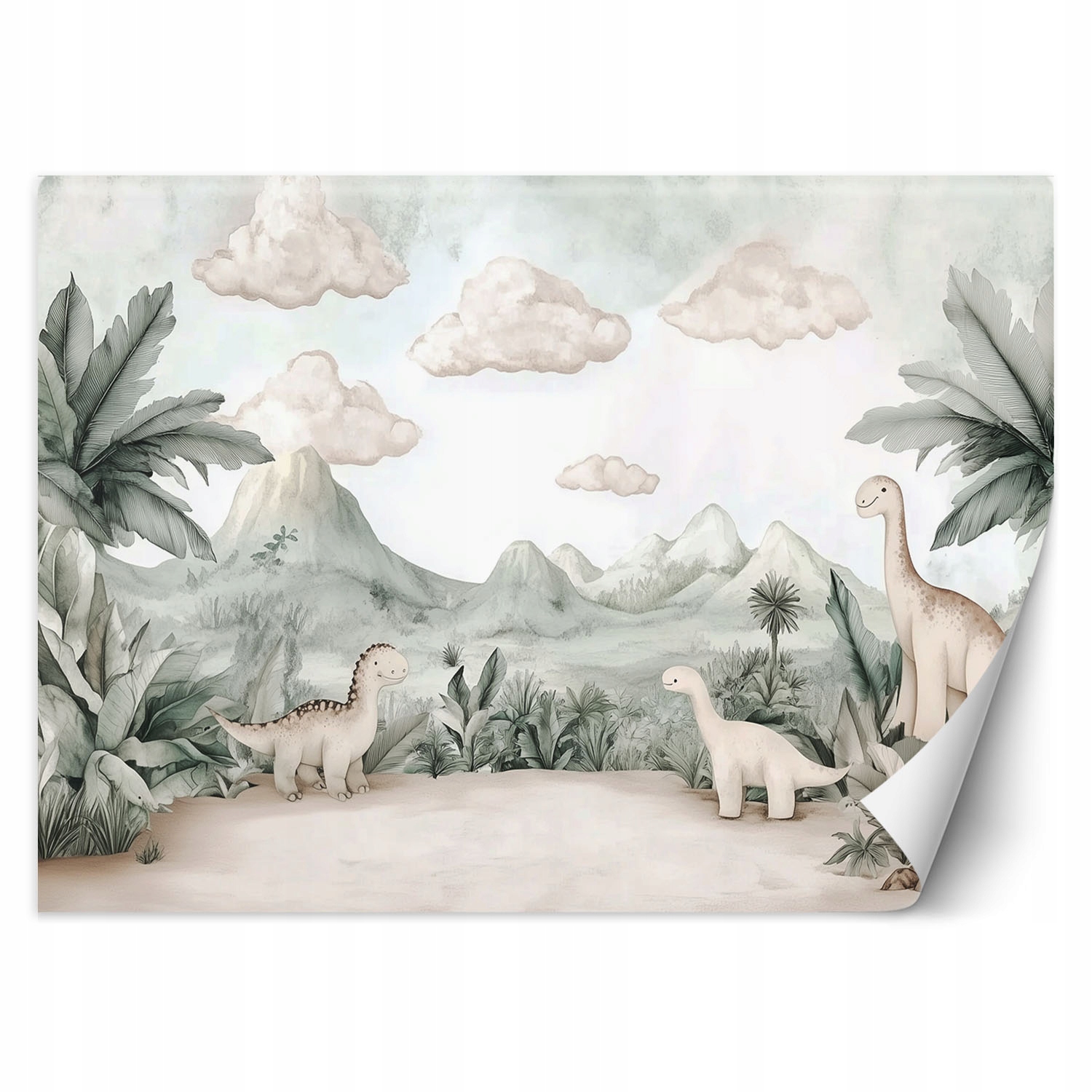 Fototapeta dla dzieci do pokoju, Dinozaury Jurajski świat w pastelach 350x2
