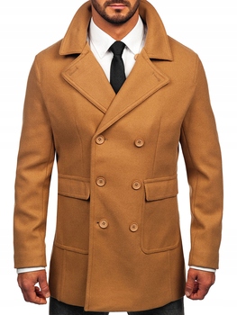 Pánský Dvouřadý Krátký Zimní Kabát Camelový 11Z8215 Denley_l