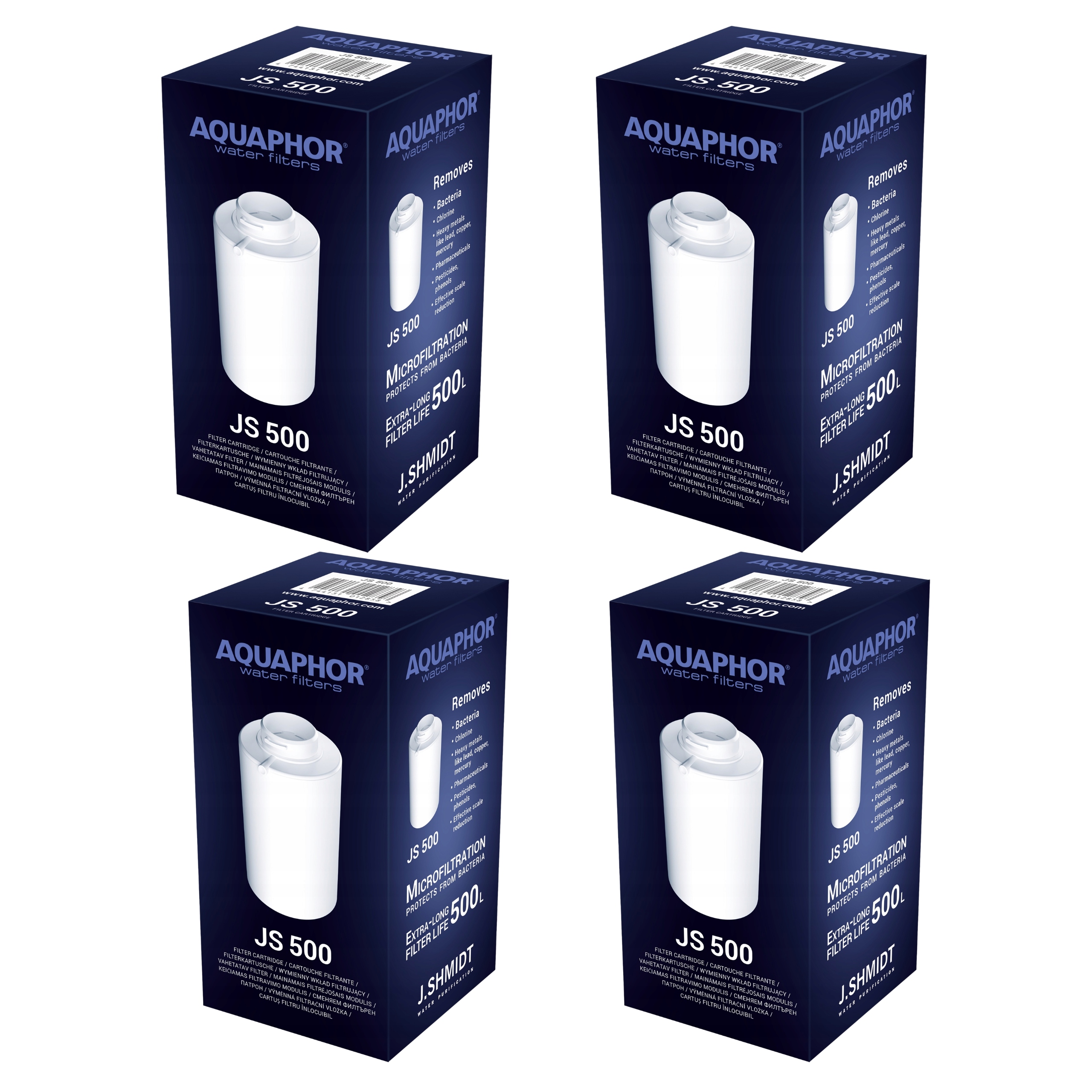 Sada 4 kusů filtračních vložek Aquaphor Js 500 Shmidt