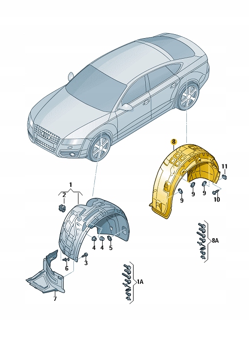 NADKOLE BŁOTNIKA TYŁ AUDI A7 C7 PRAWE LIFT
