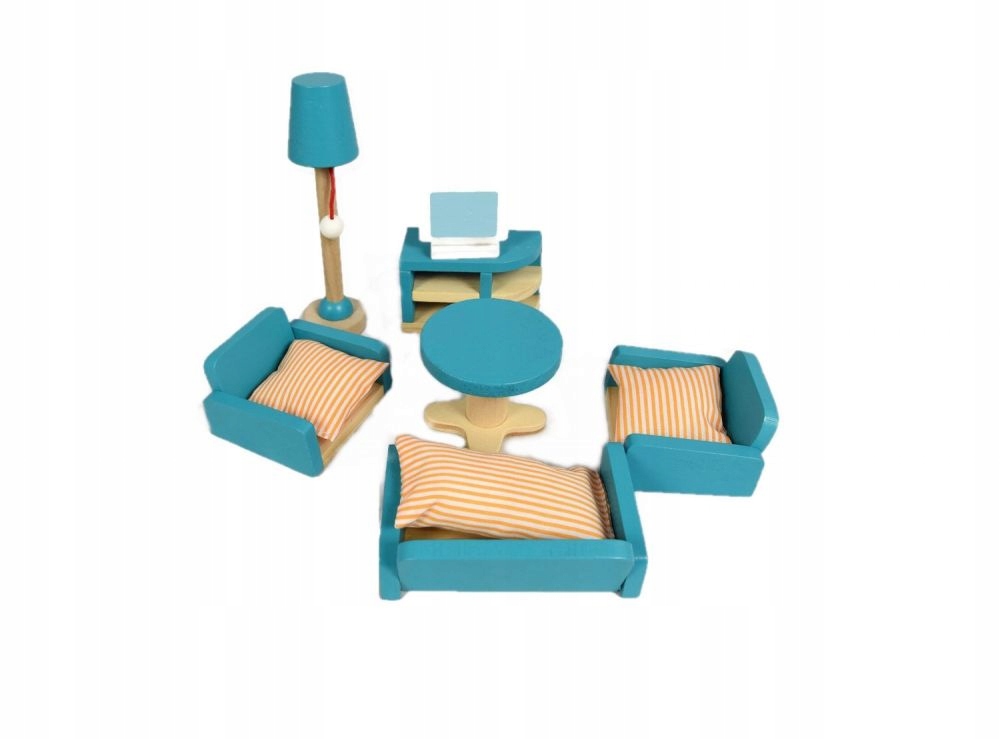 DREWNIANE MEBELKI DO DOMKU DLA LALEK DUŻY ZESTAW Marka Adam Toys