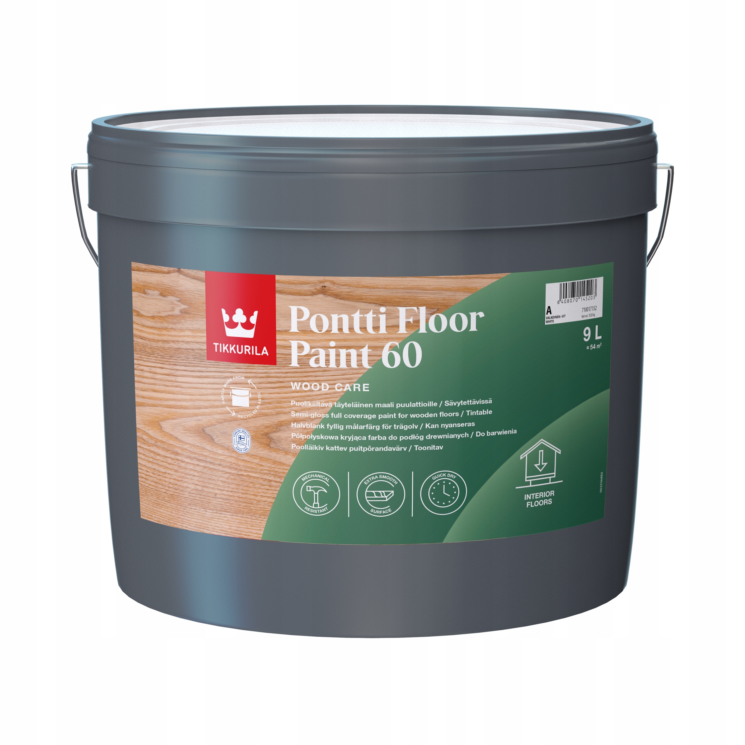 Tikkurila Pontti Floor Paint 60 Farba Na Podlahy Pololesklá 9L C (bezfarebná)