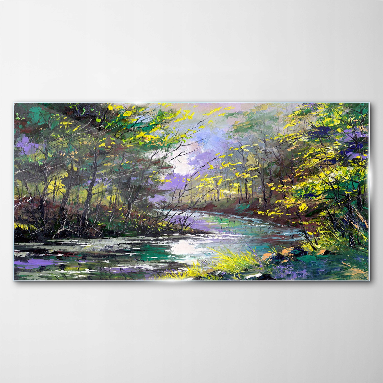 

Obraz szklany Malarstwo las rzeka drzewa 100x50 cm