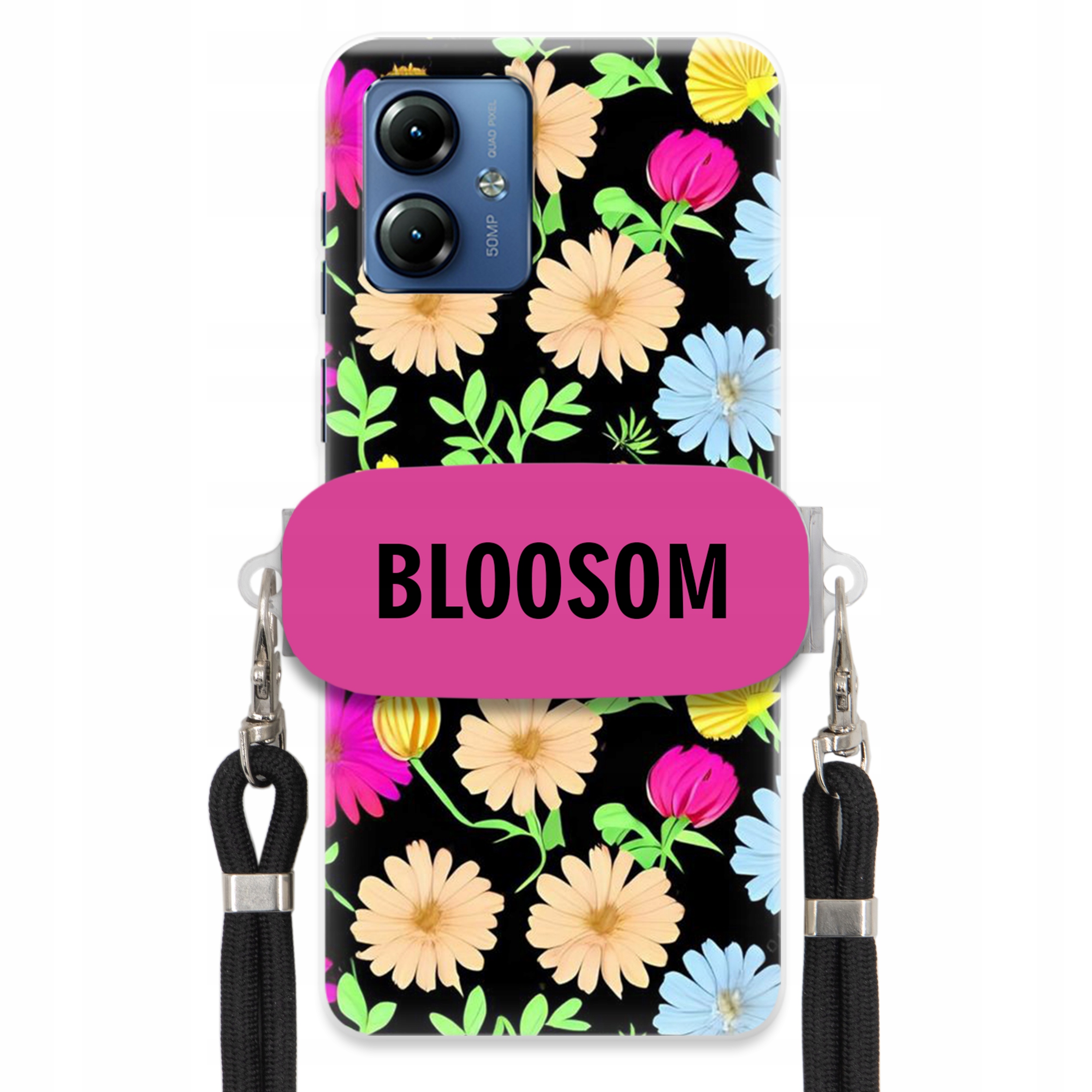 Puzdro Držiak Crossbody Pre Motorola G14 Puzdro Case Kvety Bloosom Flower