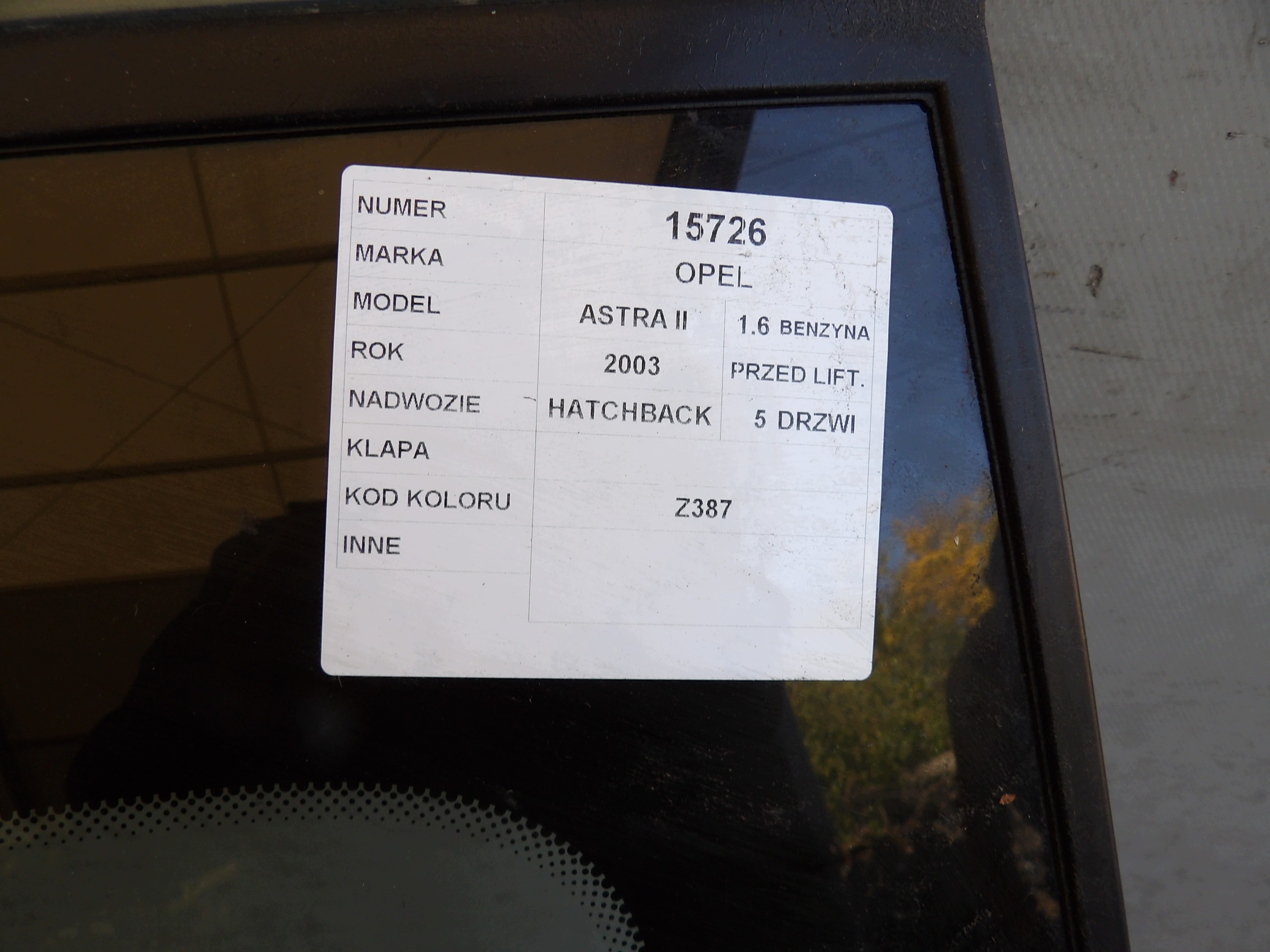 Opel Astra G trunk door boot HB Z387