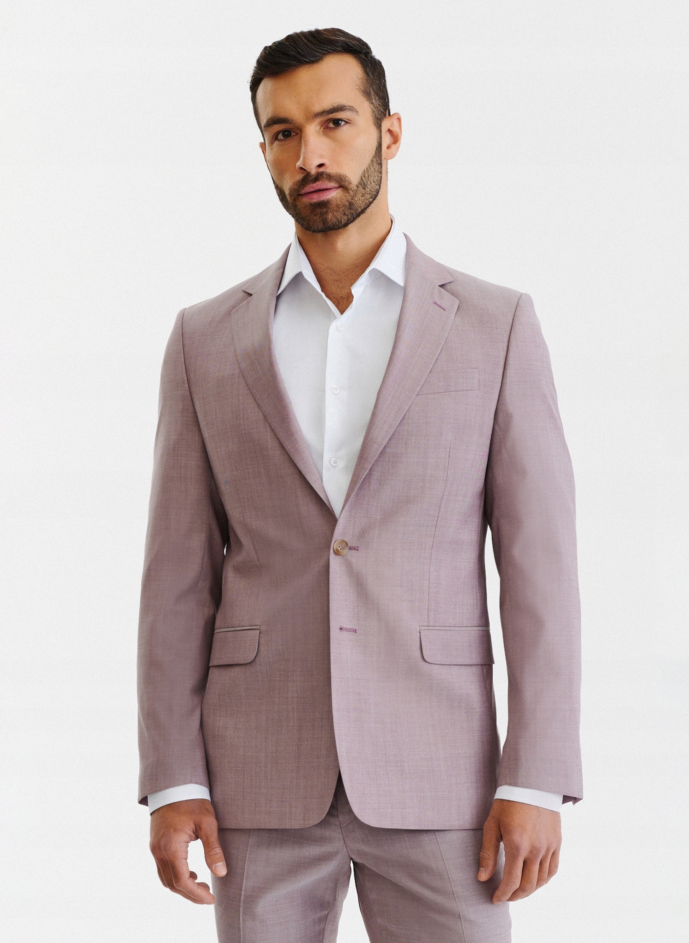 Růžová sako obleková 100% vlna Slim Fit Pako Lorente 170/50