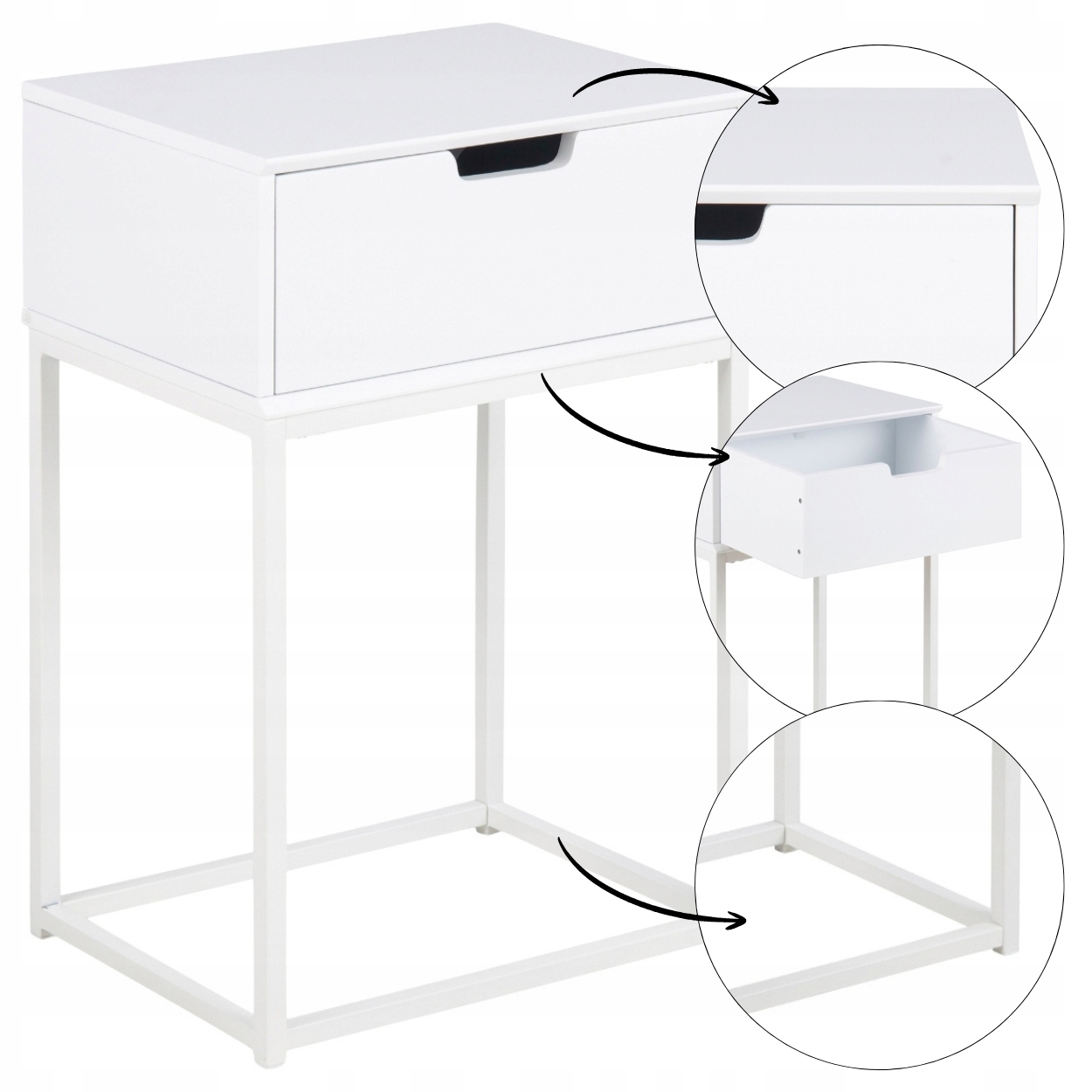 Nočná Skrinka So Zásuvkou nočný stolík biely do spálne moderná polica